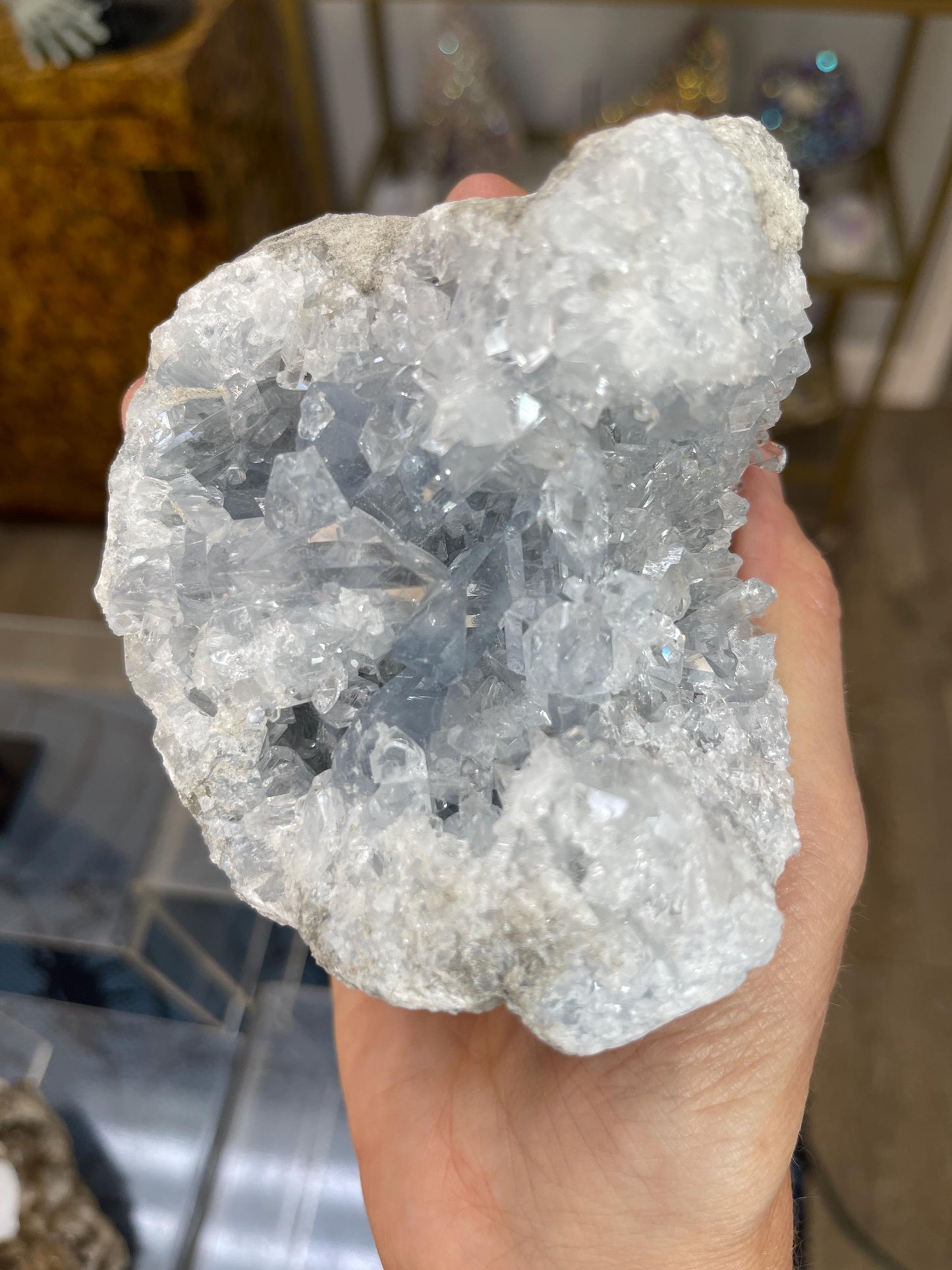 Celestite Geode, Celestine Crystal, Celestite Cluster, Home Decor, Angels, Feng Shui, Altar Decor, Meditation Crystals for Calm, Sleep