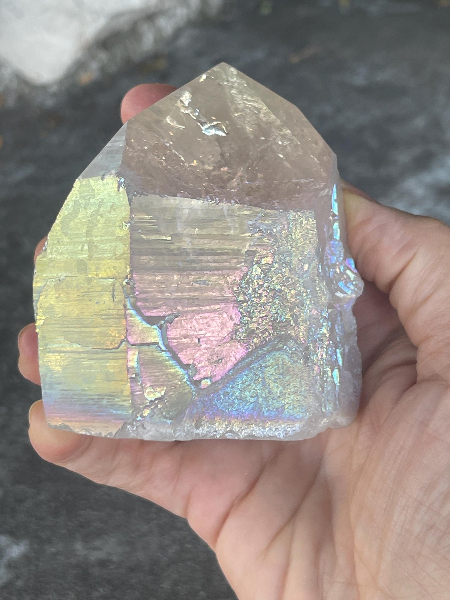 Angel Aura Quartz Point, Aura Crystals, Opal Aura Crystals, Home Decor, Meditation Crystals