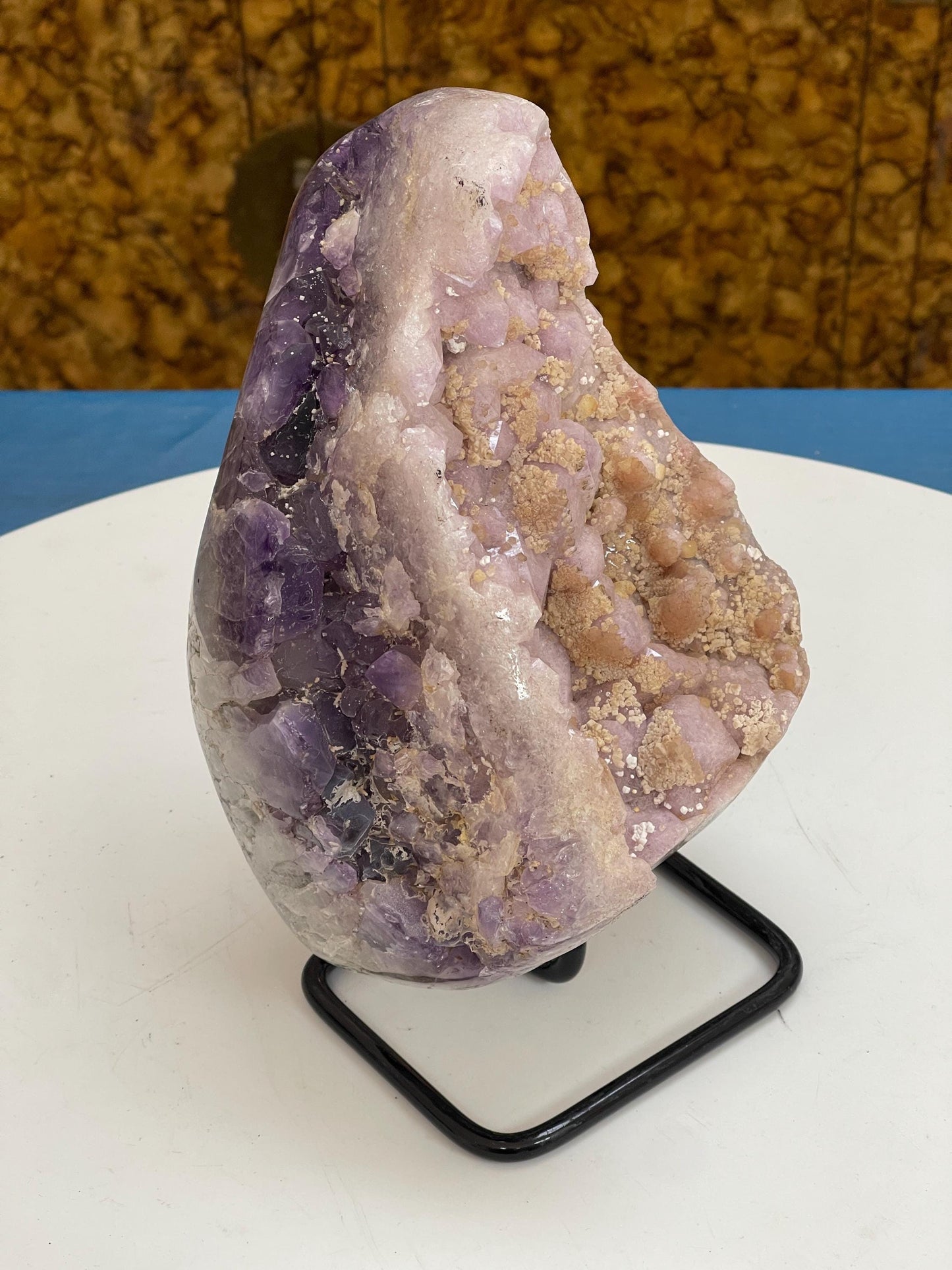 Large Pink Amethyst Statement Piece on Swivel Stand, Crystal Home Decor, Statement Crystals, Heart Healing Crystals, Luxury Crystal Decor