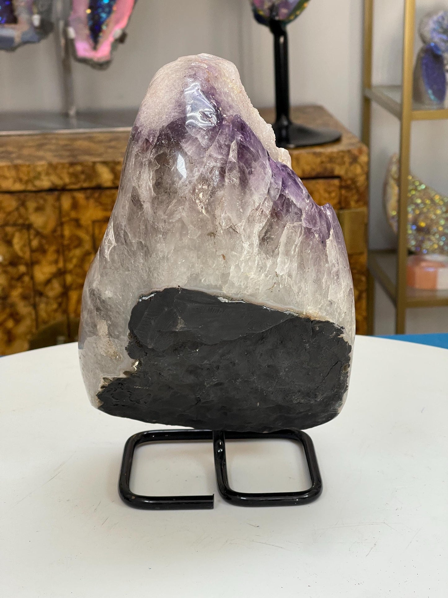 Large Pink Amethyst Statement Piece on Swivel Stand, Crystal Home Decor, Statement Crystals, Heart Healing Crystals, Luxury Crystal Decor