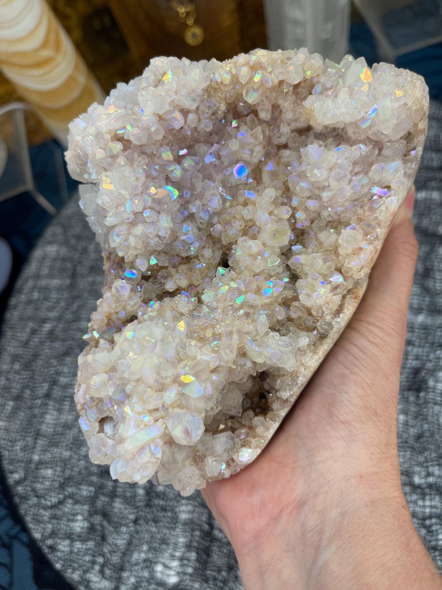 Large Angel Aura Pink Amethyst Statement Crystal | Heart Healing & High-Vibration Crystal Décor | Luxury Gemstone Decor