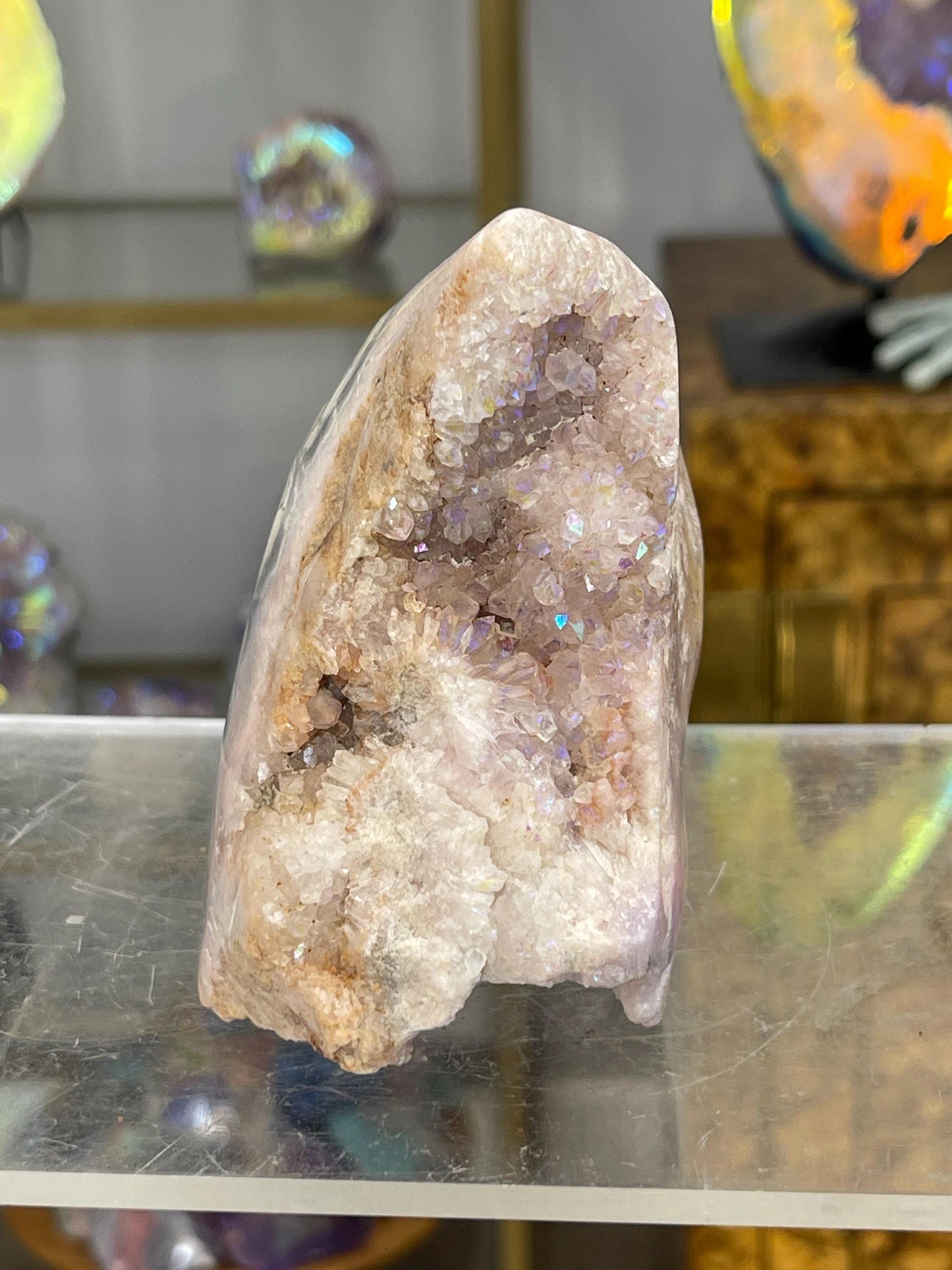 Angel Aura Pink Amethyst Free Form | Heart Healing & High-Vibration Crystal Décor | Gift for Crystal Lover | Polished Aura Crystals