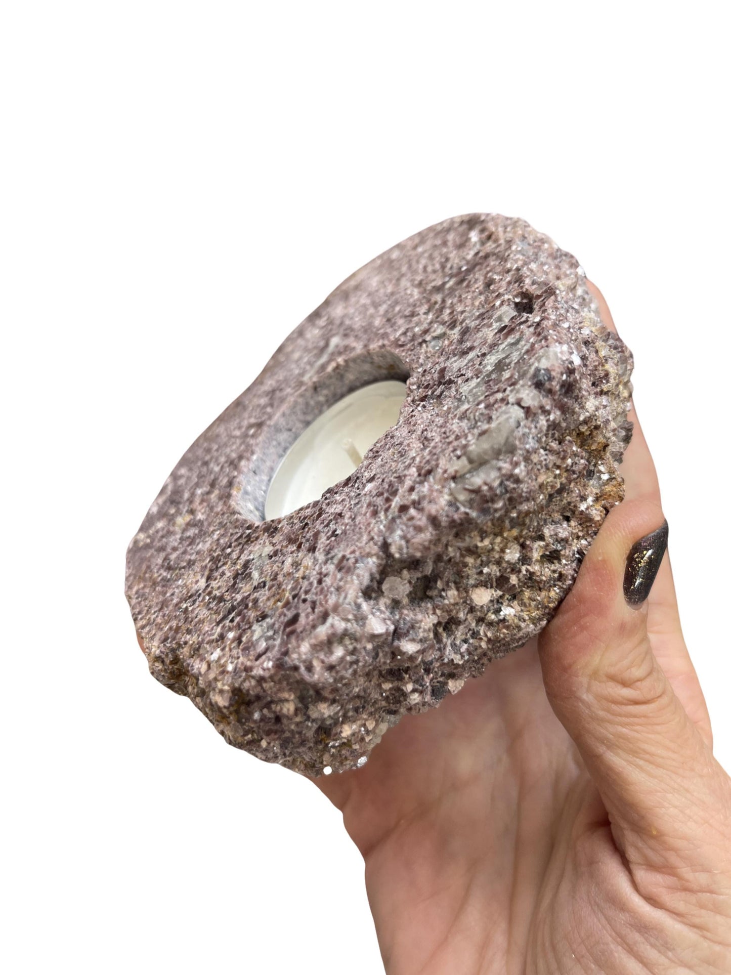 Lepidolite Candle Holder, Lepidoltie Mica, Crystal Tea Light Holder, Unique Home Accessories, Crystal Home Decor, Crystals for Stress Relief