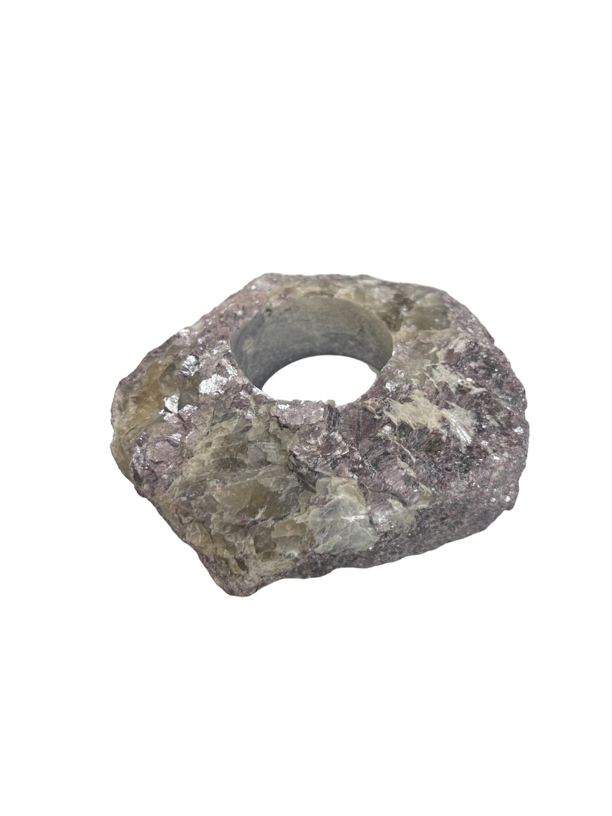 Lepidolite Tea Light Holder: Mica Crystal Candle Holder, Anxiety Relief Decor