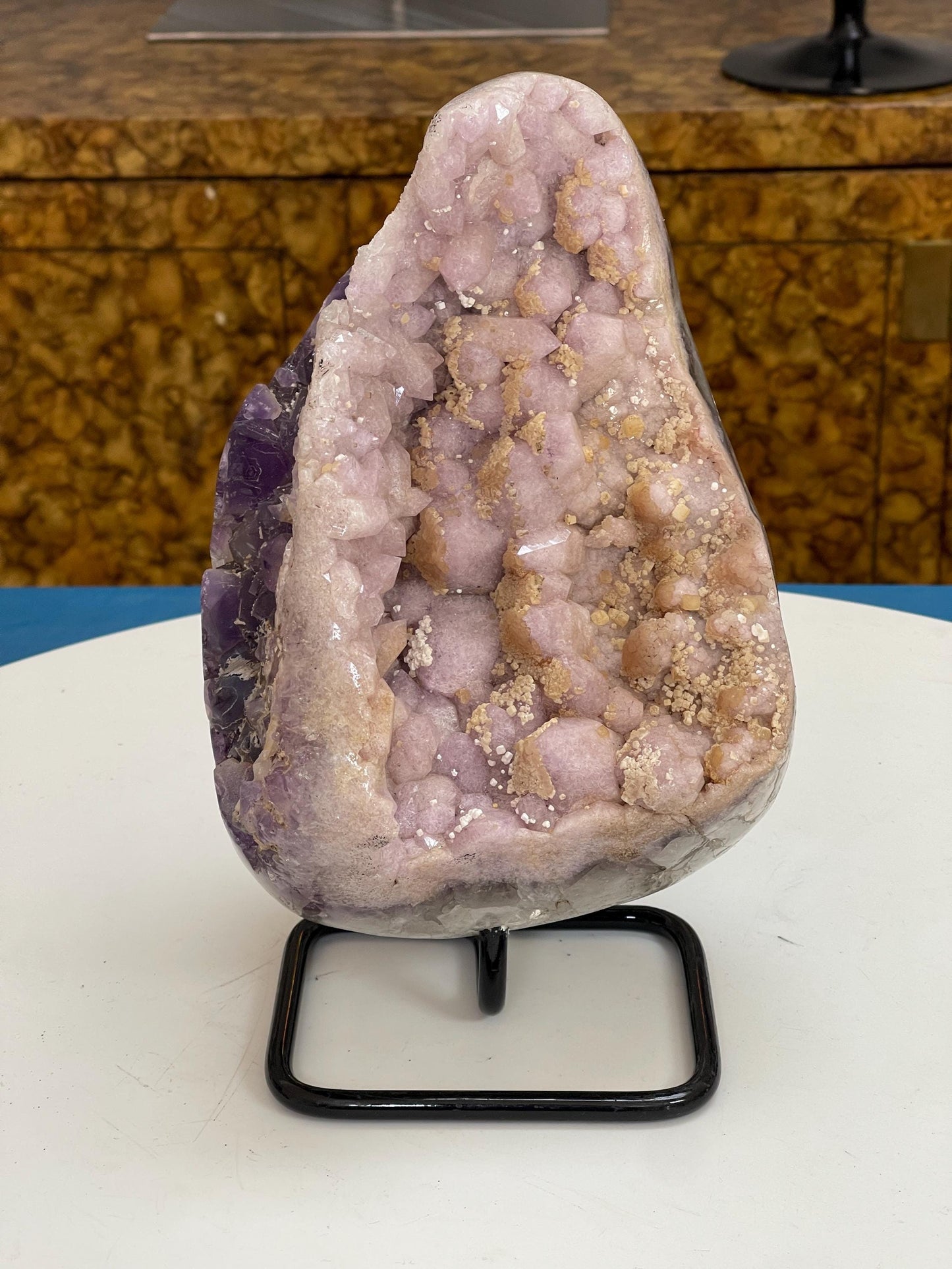 Large Pink Amethyst Statement Piece on Swivel Stand, Crystal Home Decor, Statement Crystals, Heart Healing Crystals, Luxury Crystal Decor