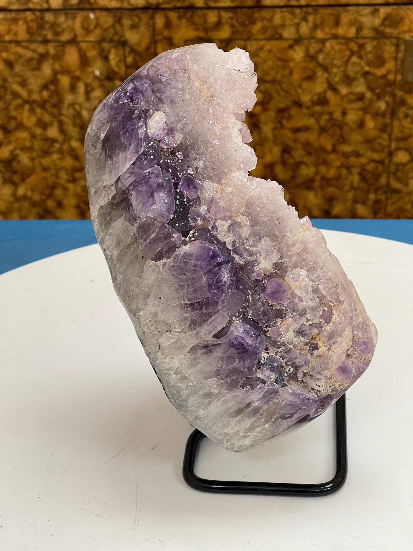 Large Pink Amethyst Statement Piece on Swivel Stand, Crystal Home Decor, Statement Crystals, Heart Healing Crystals, Luxury Crystal Decor