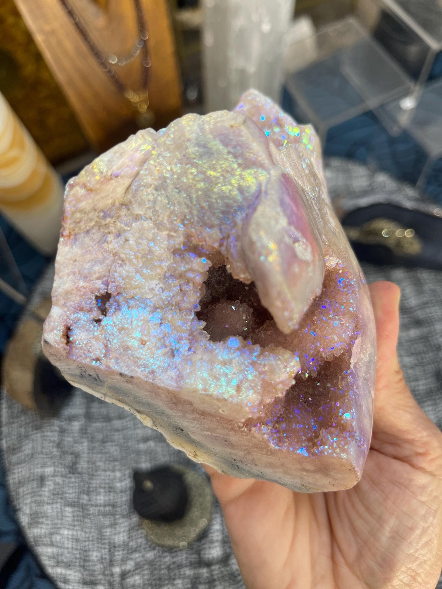 Angel Aura Pink Amethyst Free Form | Heart Healing & High-Vibration Crystal Décor | Gift for Crystal Lover | Polished Aura Crystals