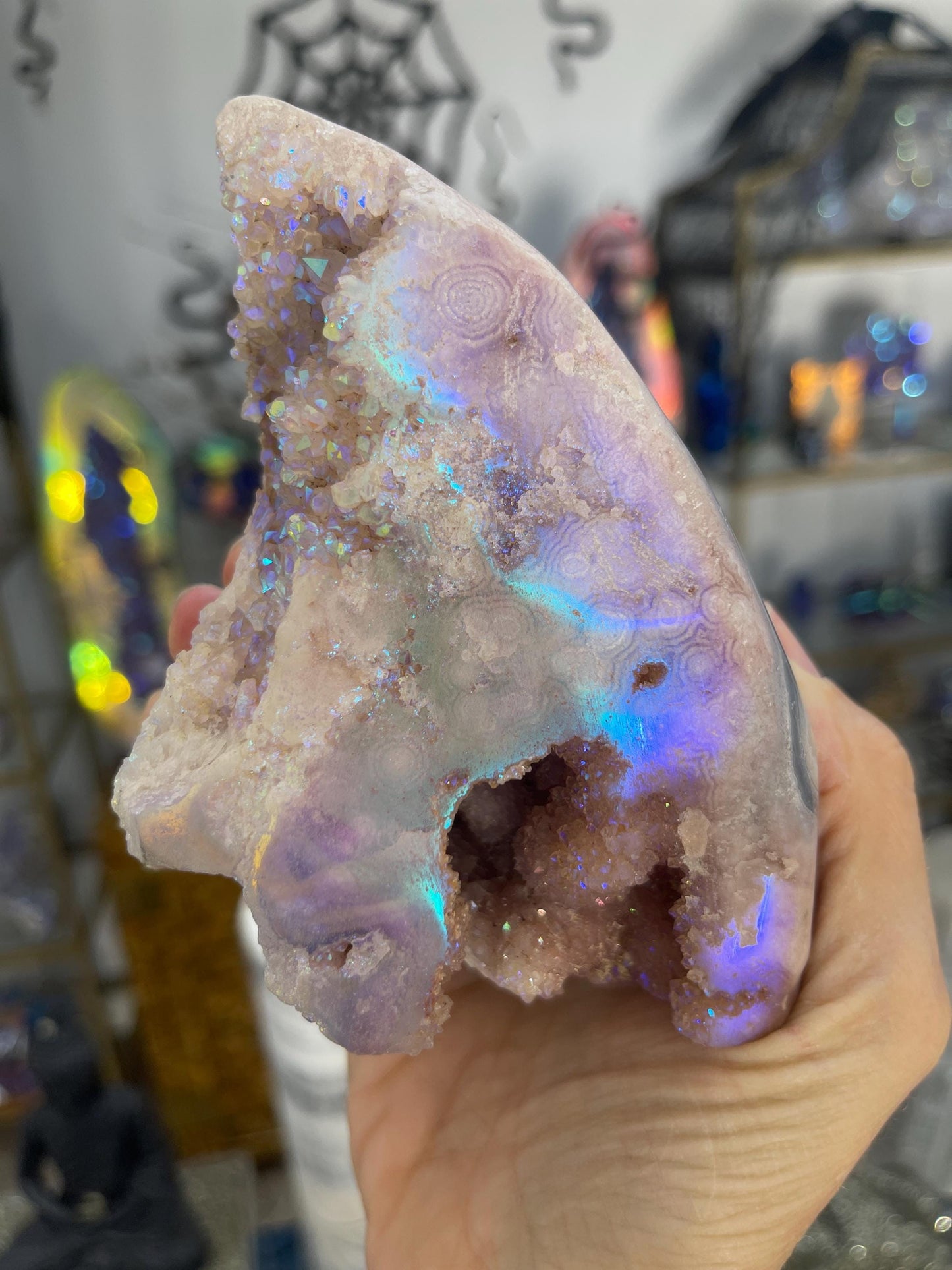 Angel Aura Pink Amethyst Free Form | Heart Healing & High-Vibration Crystal Décor | Gift for Crystal Lover | Polished Aura Crystals