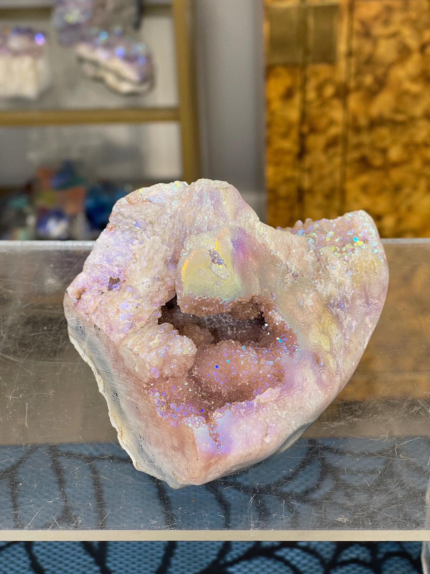 Angel Aura Pink Amethyst Free Form | Heart Healing & High-Vibration Crystal Décor | Gift for Crystal Lover | Polished Aura Crystals