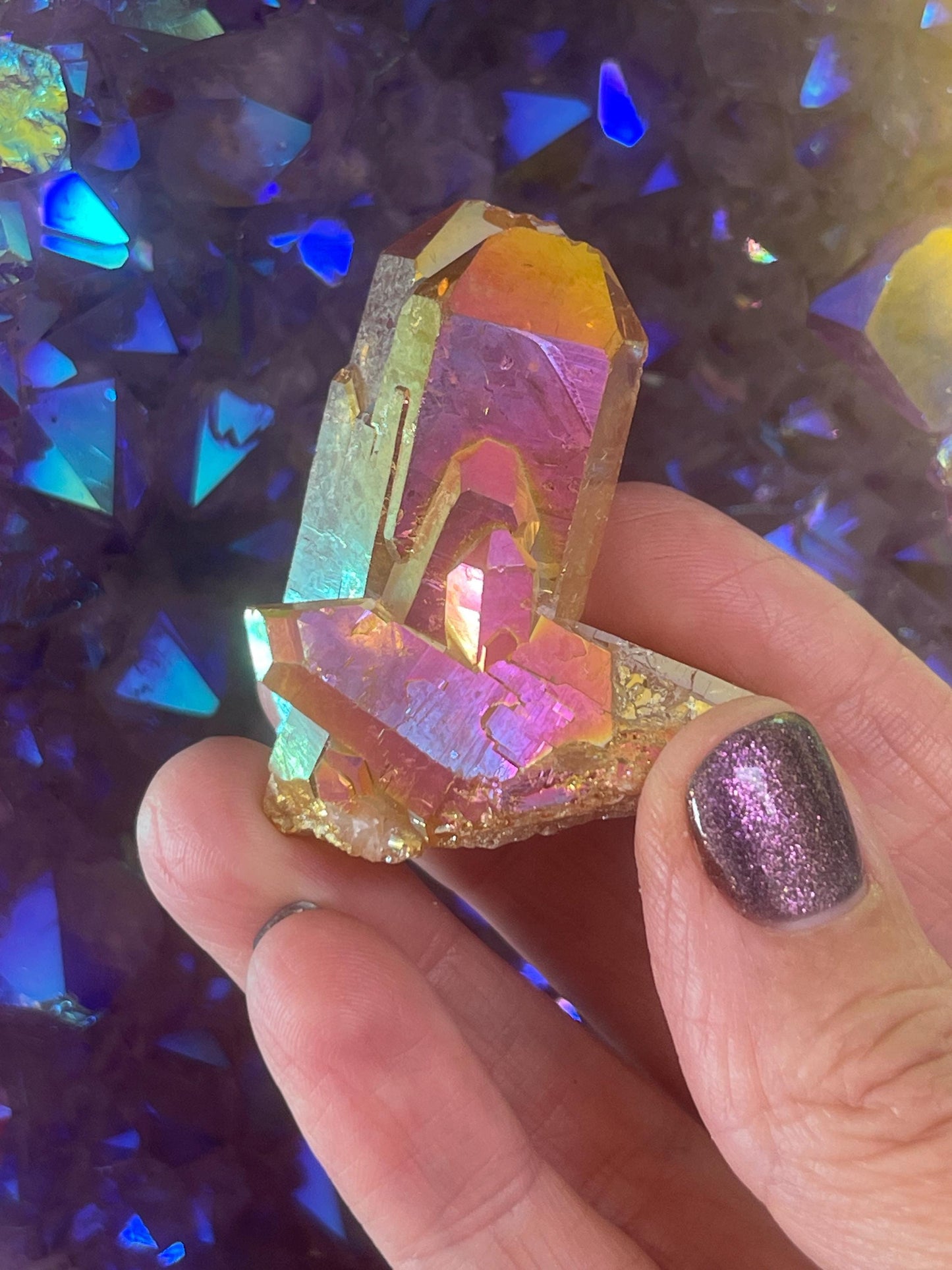 Sunset Aura Crystals, Sunset Aura Quartz Cluster, Home Decor, Healing Crystals, Meditation Stones