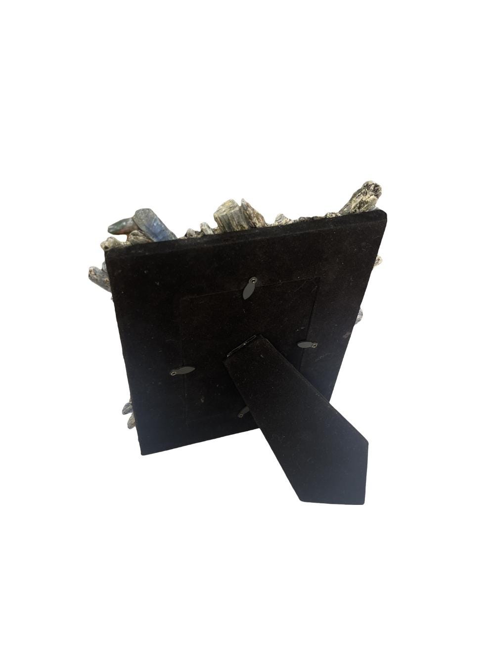 Kyanite & Pyrite Crystal Picture Frame: Reiki Charged 4x6 Photo