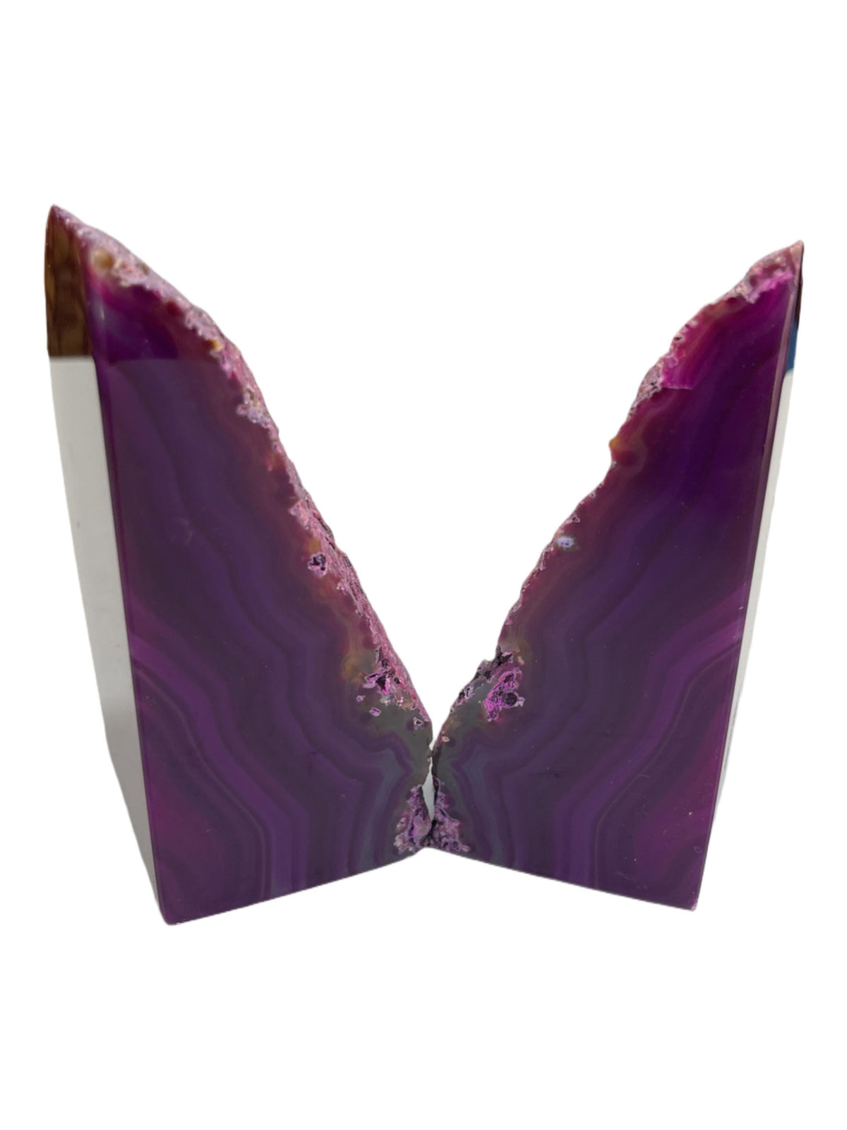 Magenta Agate Bookends: Geode Home and Library Decor