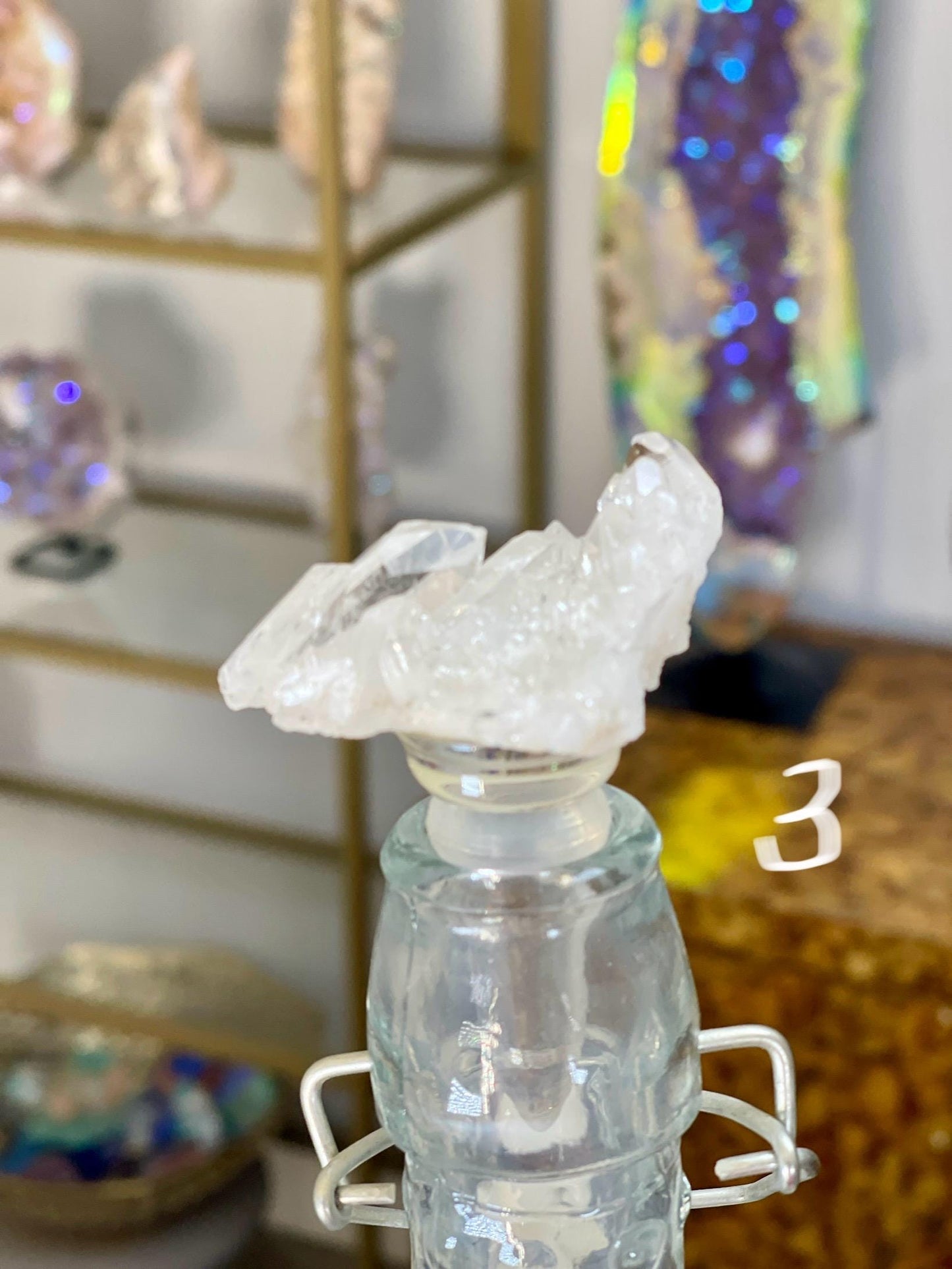Raw Quartz Crystal Wine Stopper: Home Bar Accessories, Wine Bottle Topper