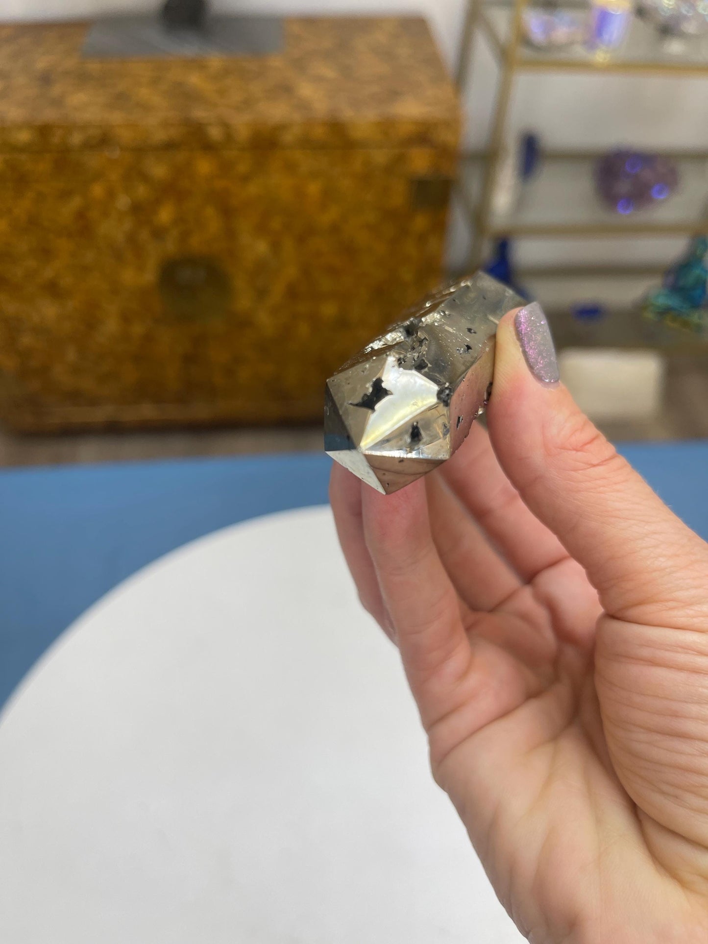 Double Terminated Pyrite Wand: Abundance & Protection Crystal Carving