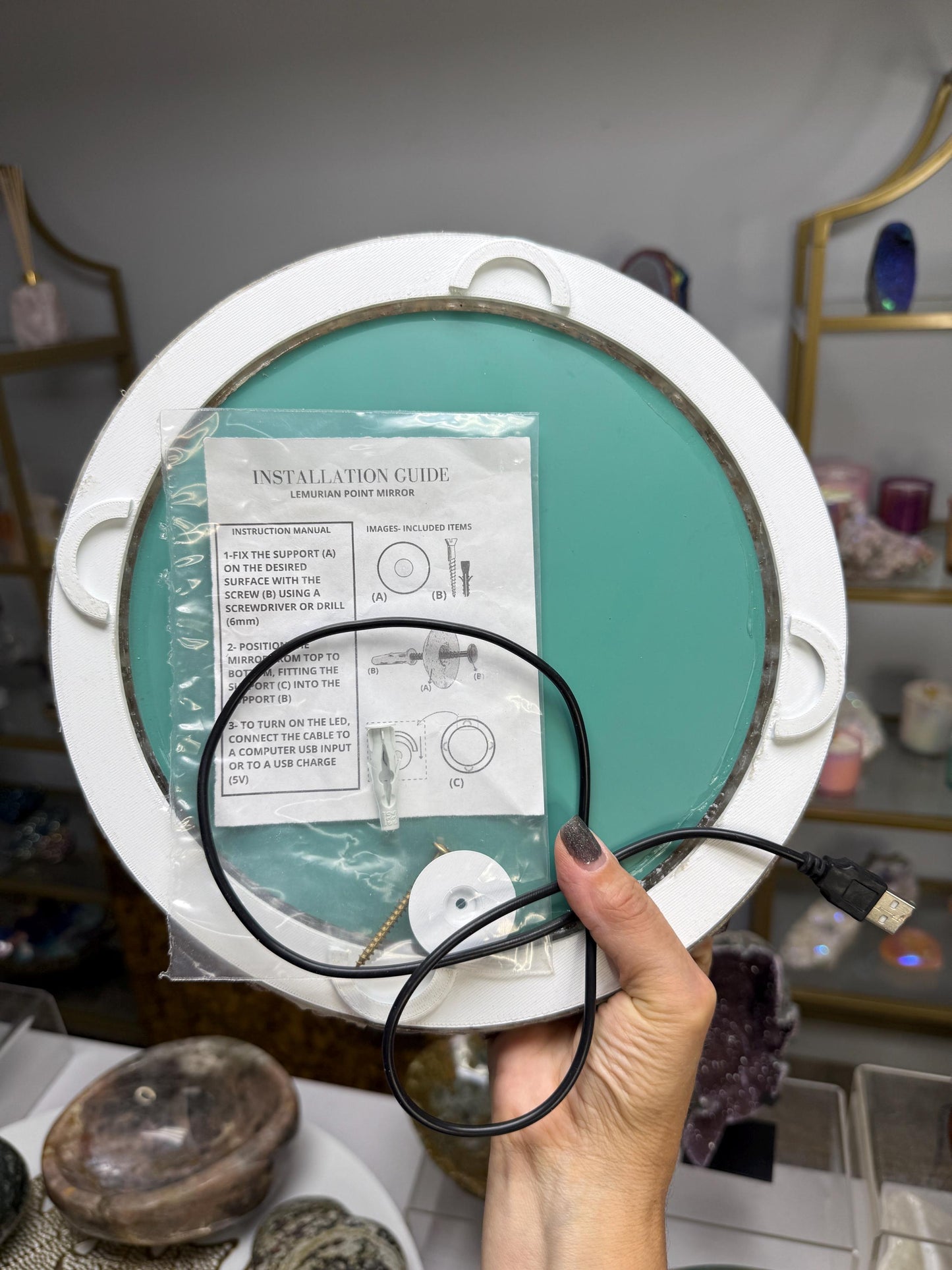 Citrine Point Light Up Mirror, Luxury Crystal Mirror, Luxury Crystal Vanity Mirror, Wall Decor, Unique Gifts for Crystal Lovers