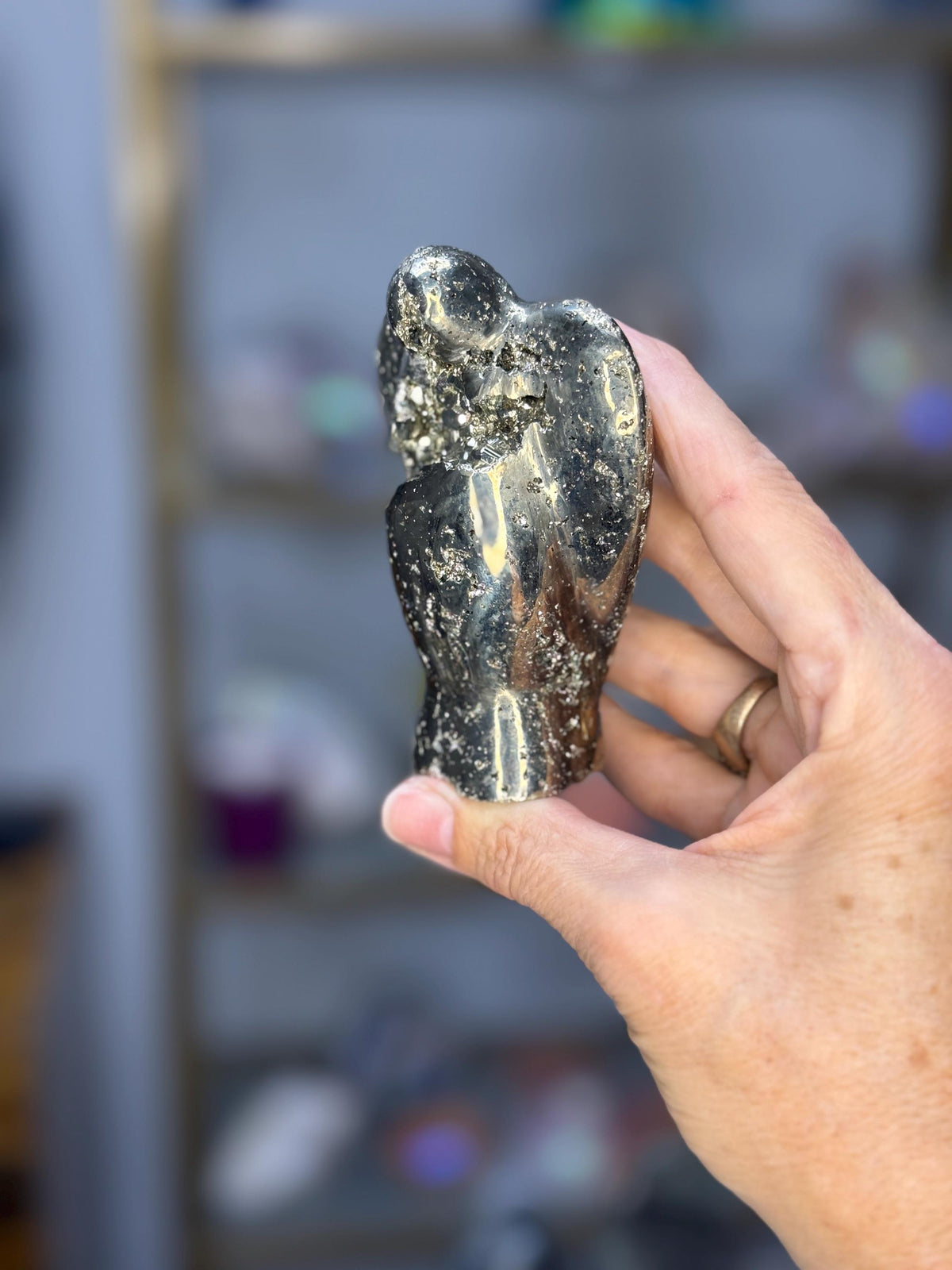 Pyrite Angel Carving: Wealth & Protection Crystal, Spiritual Decor