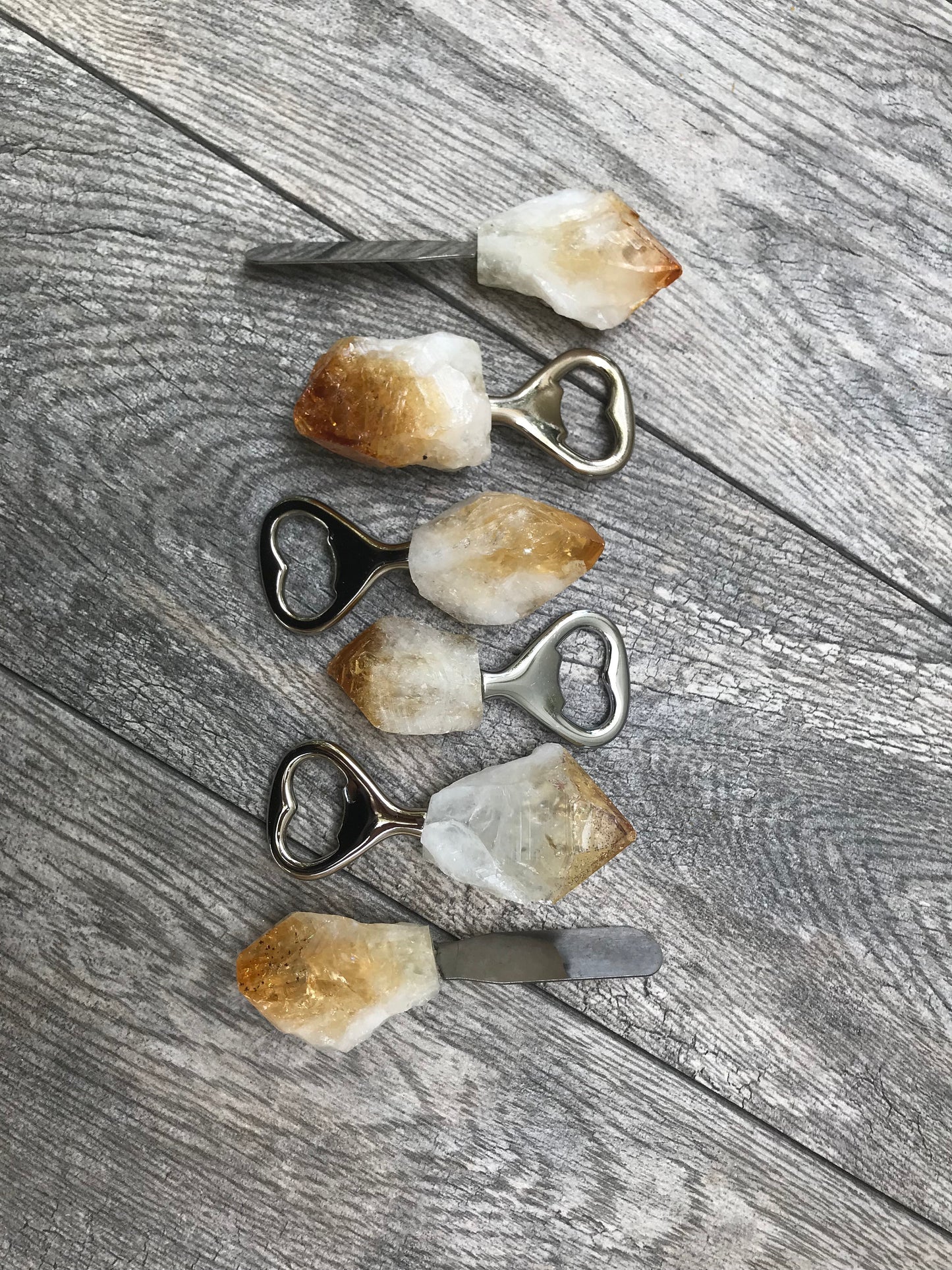 Citrine Cheese Knife, Citrine Bottle Opener, Gemstone Flatware, Citrine Silverware, Quartz Cutlery, Crystals, Kitchenware, Mother's Day Sale