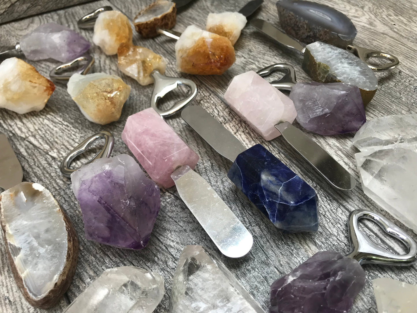 Citrine Cheese Knife, Citrine Bottle Opener, Gemstone Flatware, Citrine Silverware, Quartz Cutlery, Crystals, Kitchenware, Mother's Day Sale