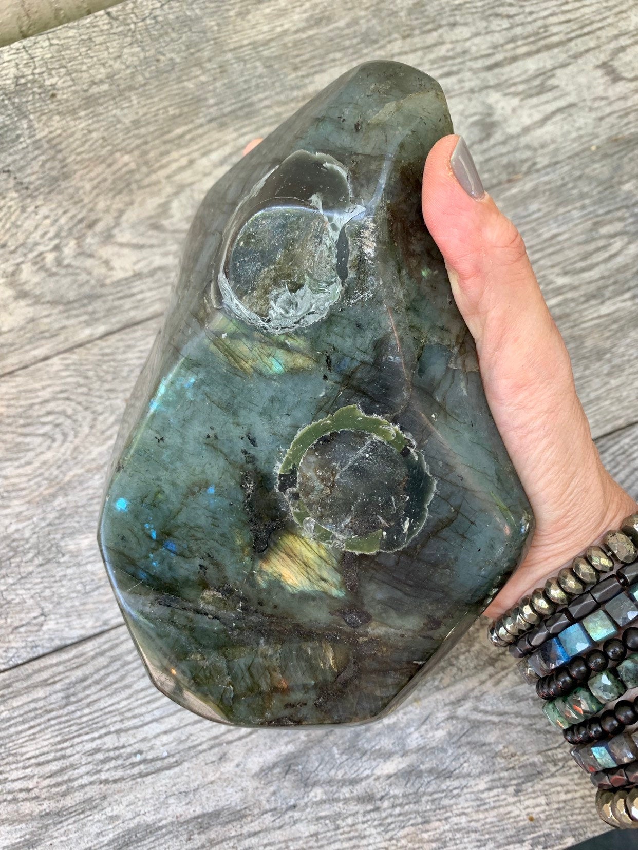 Large Labradorite Double Tea Light Holder, Labradorite Slab, Candle Holder, Home Accessories, Home Decor, Metaphysical, High Vibration