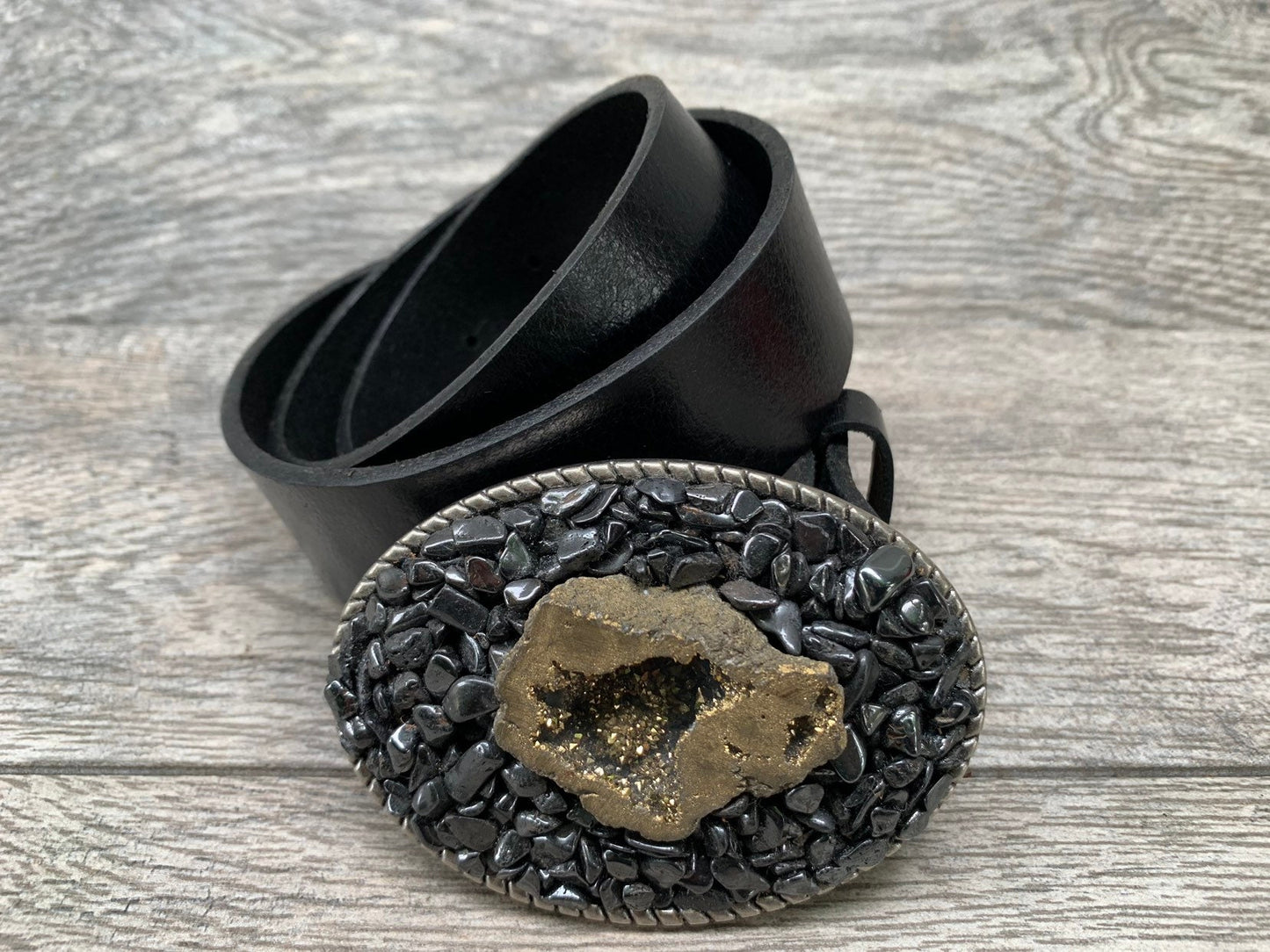 Hematite Belt Buckle, Druzy Belt Buckle, One of a Kind, Gemstone Buckle,Leather Belts, Snap Belts, Accessories, Crystals,