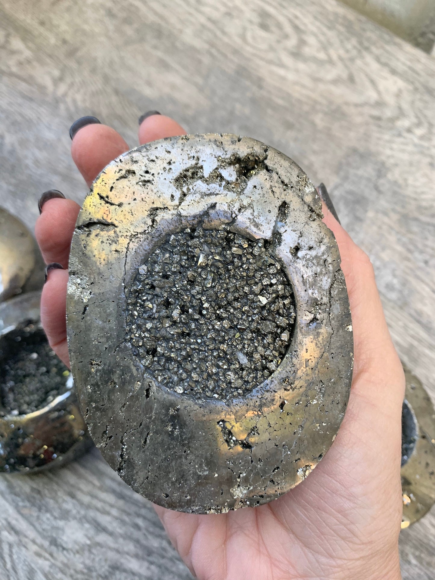 Pyrite Tea Light Holder, Raw Pyrite Candleholder, Oval Candleholder, Pyrite Carving, Home Accessories, Home Decor, Amethyst, Reiki, Chakra,