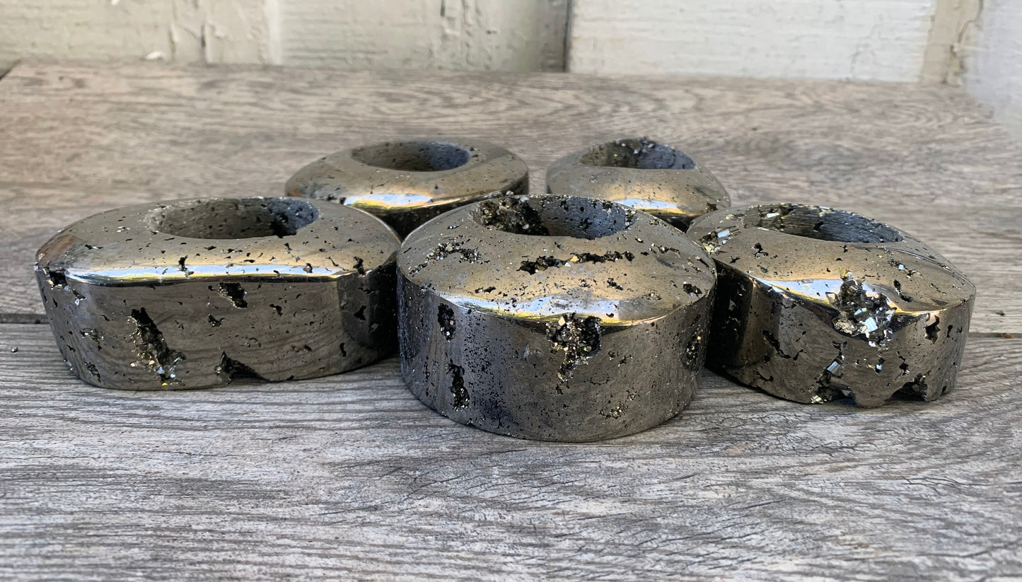 Pyrite Tea Light Holder, Raw Pyrite Candleholder, Oval Candleholder, Pyrite Carving, Home Accessories, Home Decor, Amethyst, Reiki, Chakra,