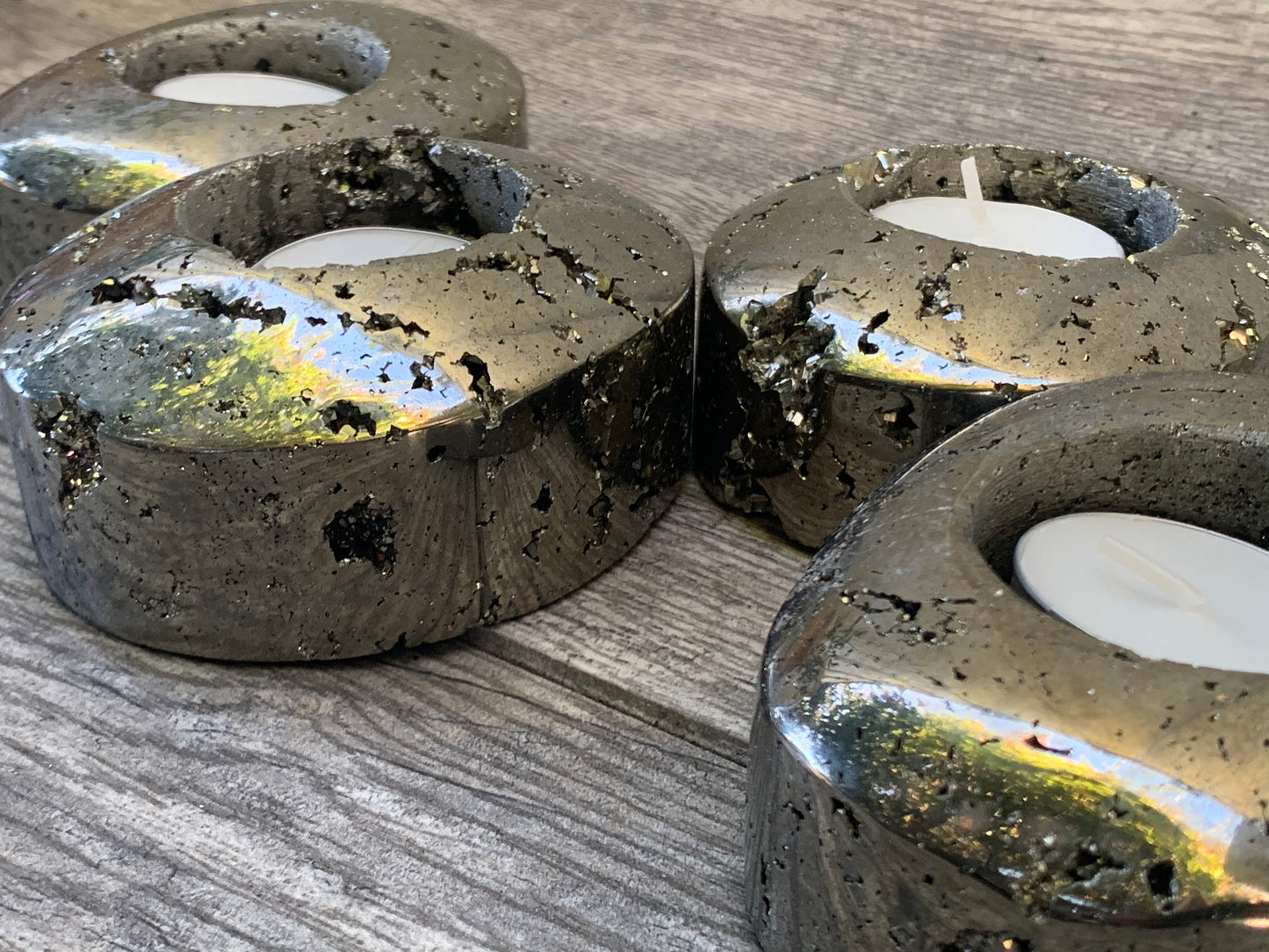 Pyrite Tea Light Holder, Raw Pyrite Candleholder, Oval Candleholder, Pyrite Carving, Home Accessories, Home Decor, Amethyst, Reiki, Chakra,