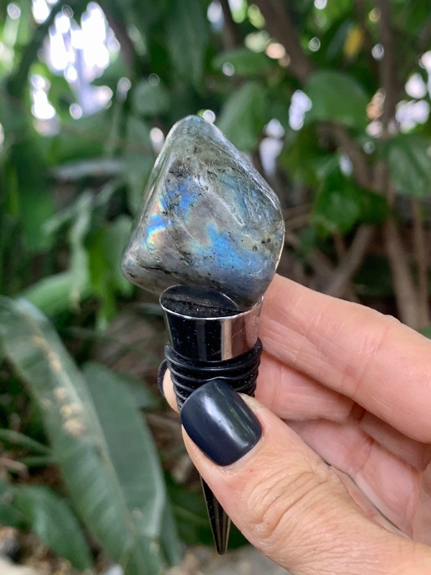 Labradorite Wine Stoppers, Labradorite Bottle Stopper, Barware, Home Accessories, Home Decor, Entertaining, Hostess Gift, Bar Accessories