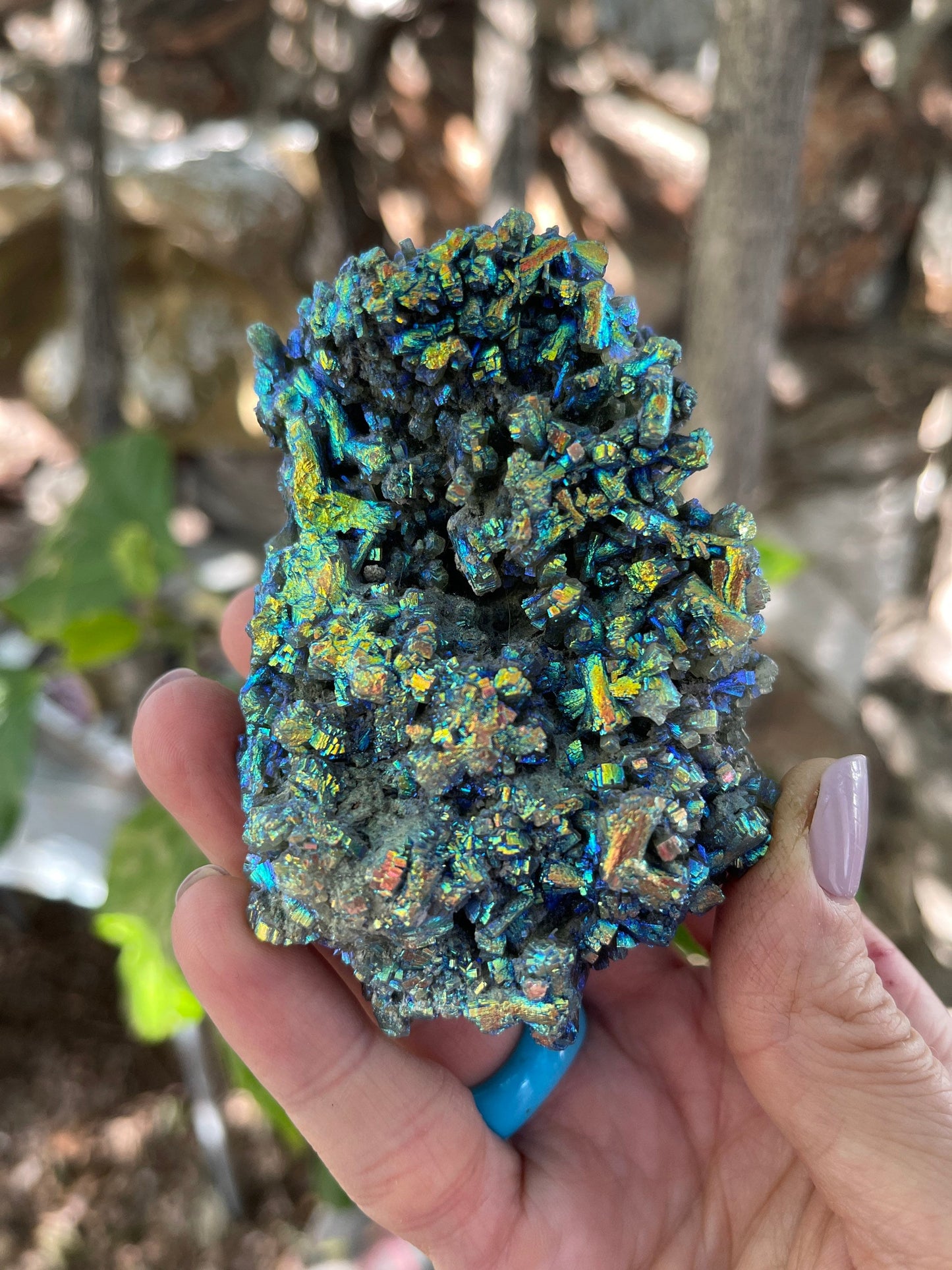 Large Aura Prehnite Cluster, Angel Aura, Aura Crystals, Aura Quartz, Rainbow Aura, Spiritual Tools, Rocks and Geodes, Custom Aura