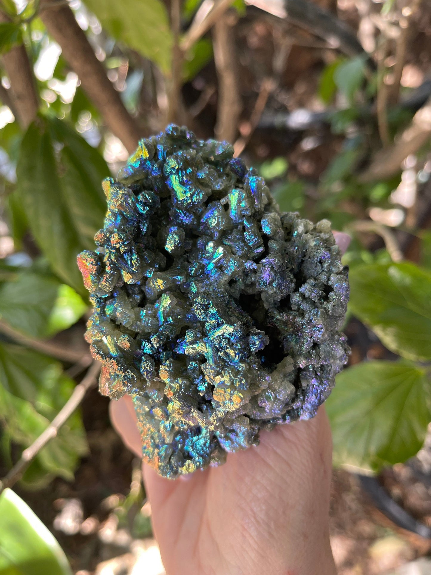 Large Aura Prehnite Cluster, Angel Aura, Aura Crystals, Aura Quartz, Rainbow Aura, Spiritual Tools, Rocks and Geodes, Custom Aura