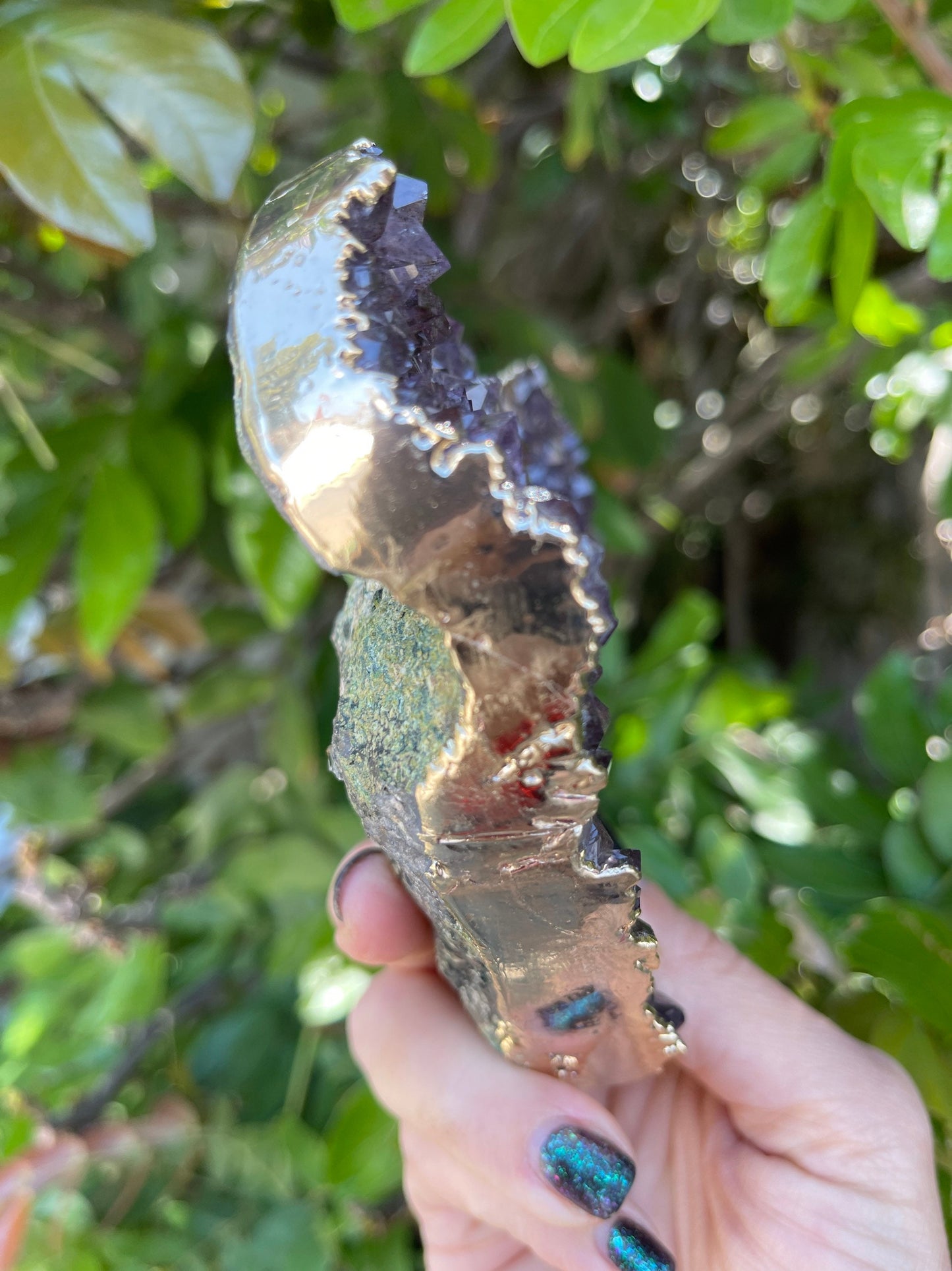 Gold Plated Amethyst Heart, Amethyst, Home Accessories, Home Decor, Altar, Reiki, Chakra, Meditation,