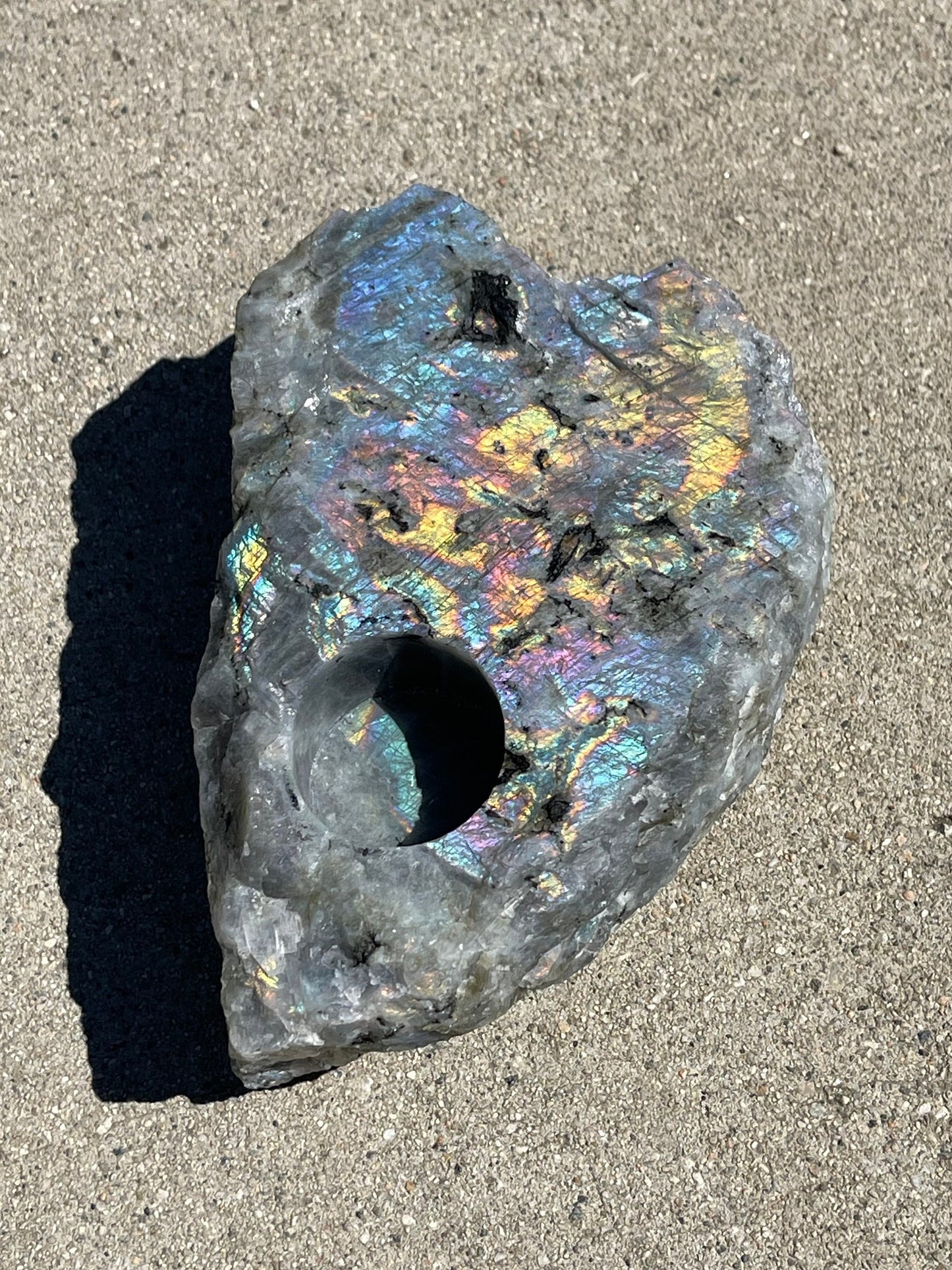 Purple Labradorite Candle Holder, Home Decor, Sunset Labradorite, Raw Labradorite, Spectrolite, Home Accessories, High Vibration, Reiki