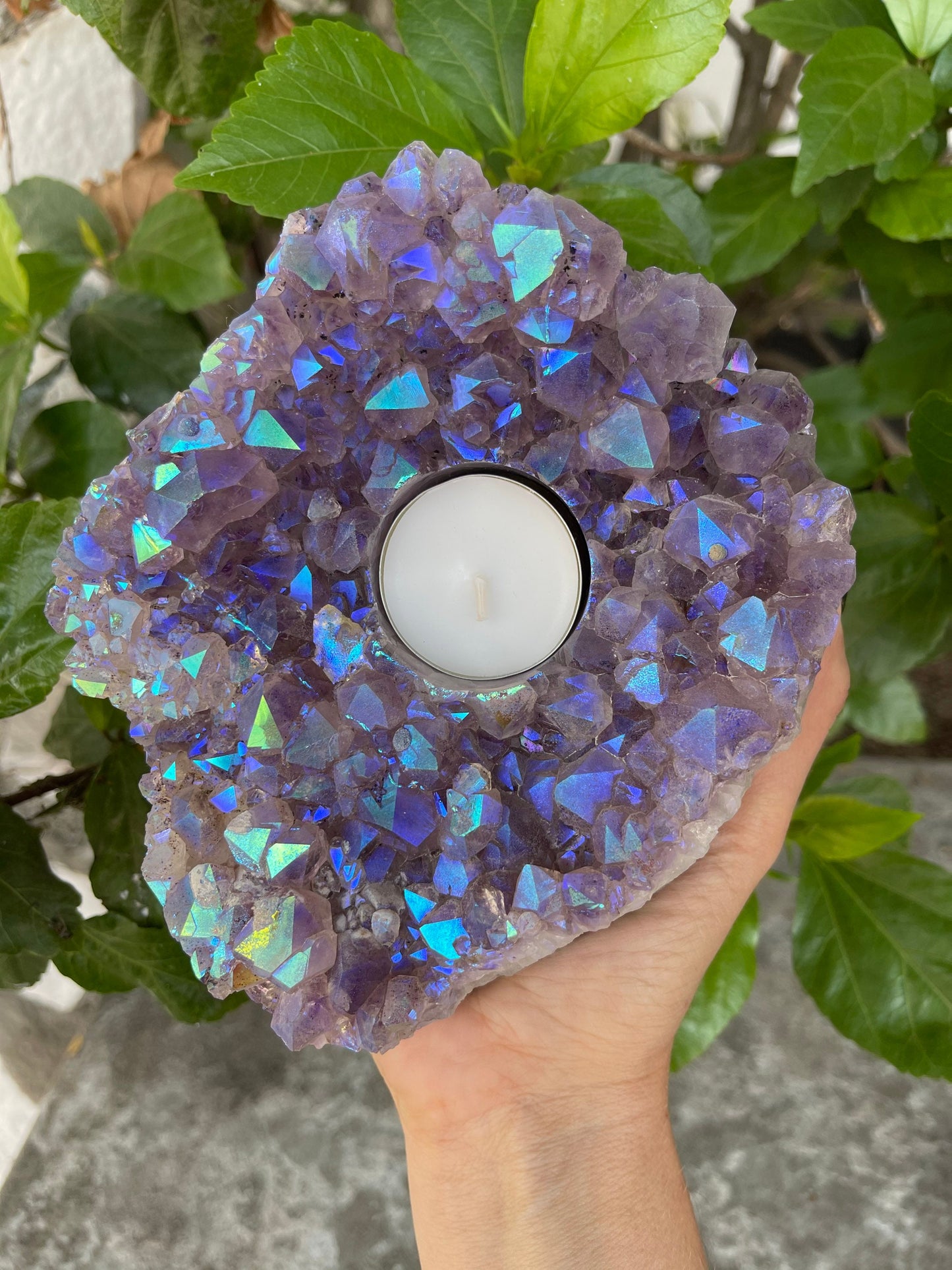 Angel Aura Candle Holder, Aura Amethyst Candleholder, Amethyst Tea Light Holder, Home Accessories, Home Decor, Aura Crystals