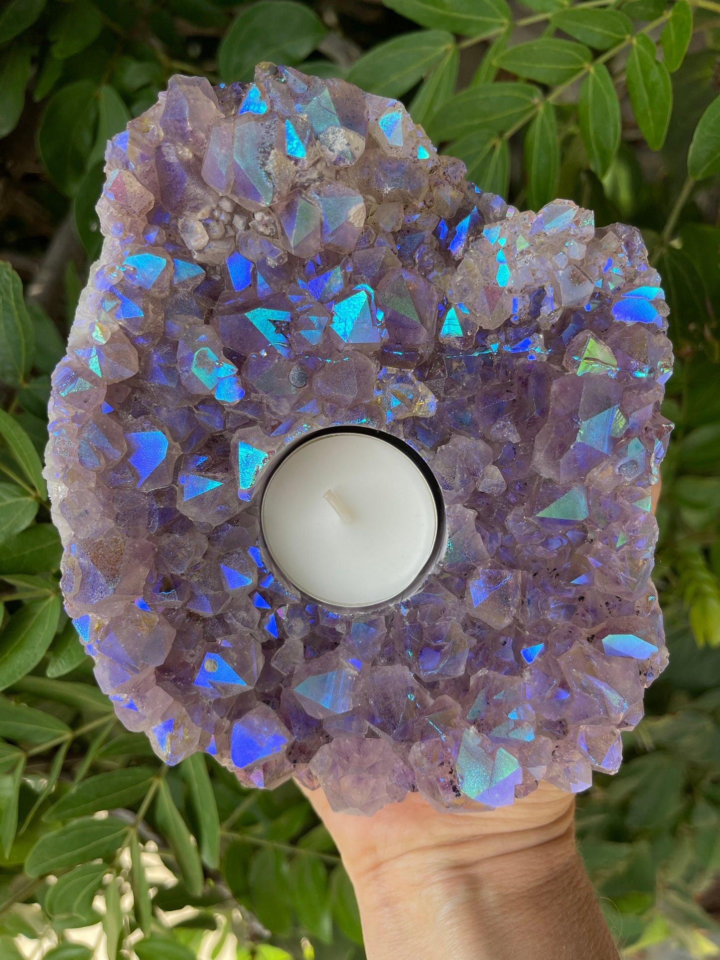 Angel Aura Candle Holder, Aura Amethyst Candleholder, Amethyst Tea Light Holder, Home Accessories, Home Decor, Aura Crystals