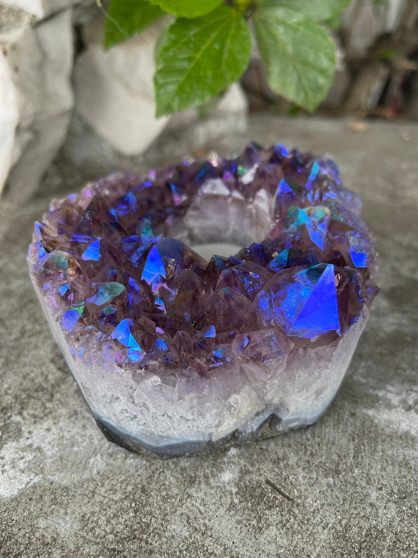 Angel Aura Amethyst Candle holder, Aura Amethyst Cluster, Home Accessories, Home Decor, Air Planter,Amethyst, Aura Crystals, Aura Quartz