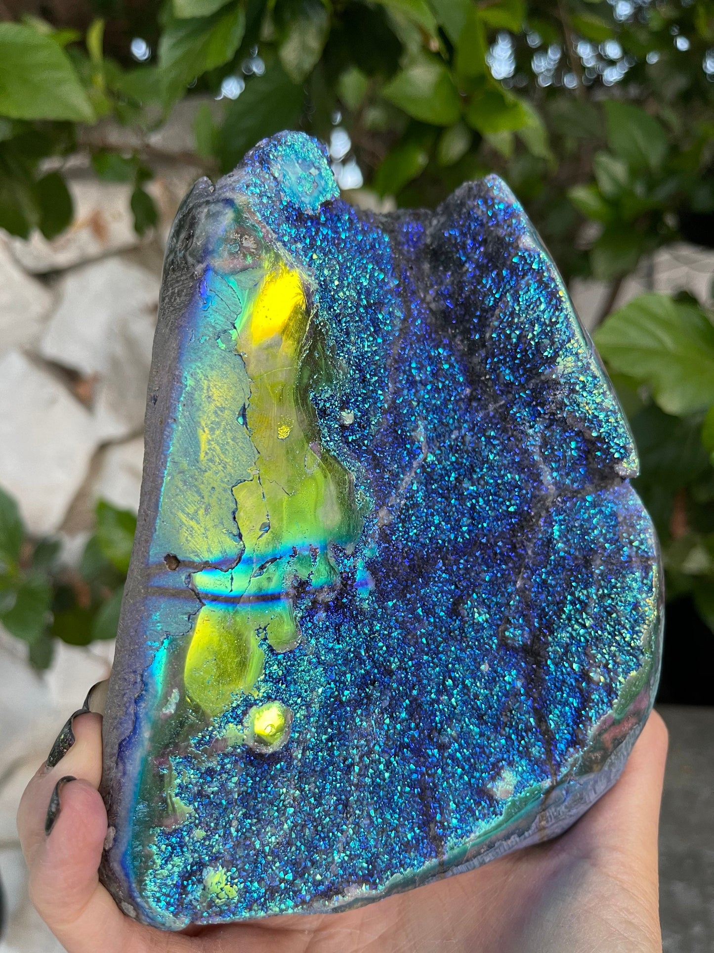 Angel Aura Amethyst Cut base, Druzy Amethyst, Rainbow Aura, Mermaid, Home Accessories, Home Decor, Aura Crystals, Crystal Shop