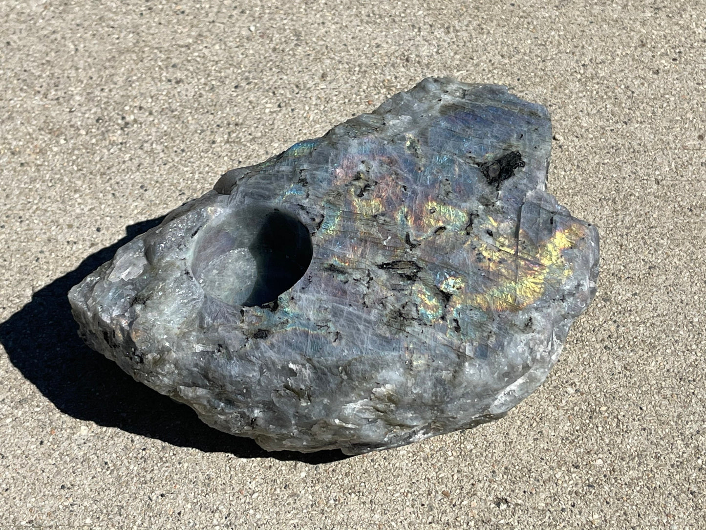 Purple Labradorite Candle Holder, Home Decor, Sunset Labradorite, Raw Labradorite, Spectrolite, Home Accessories, High Vibration, Reiki