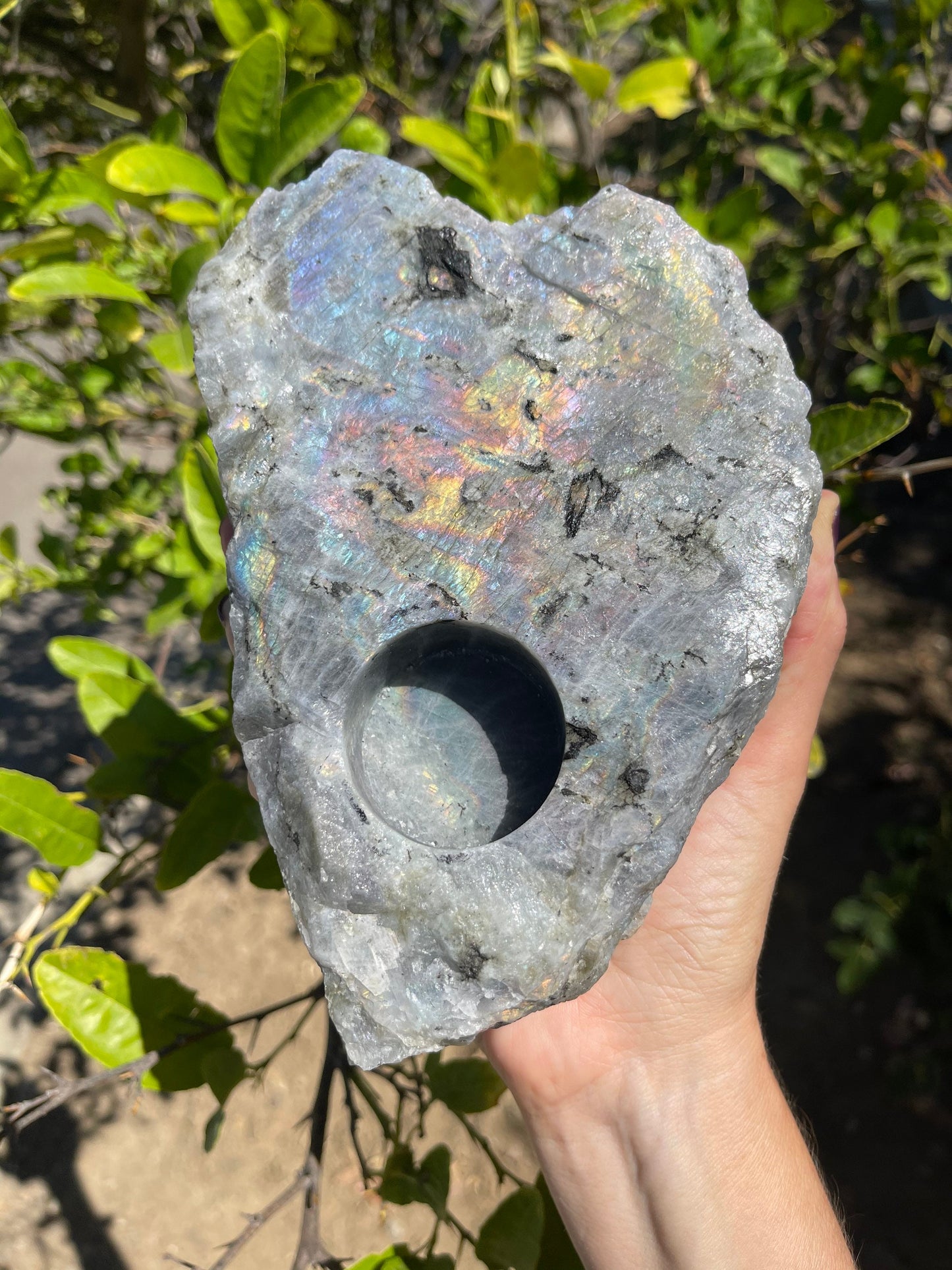 Purple Labradorite Candle Holder, Home Decor, Sunset Labradorite, Raw Labradorite, Spectrolite, Home Accessories, High Vibration, Reiki