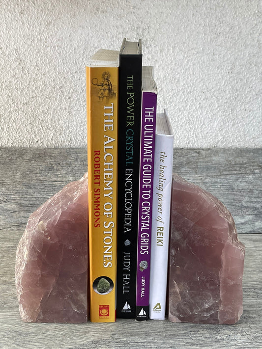 Rose Quartz Bookends,Gemstone Bookends, Raw Rose Quartz, Home Accessories, Home Decor, Reiki, Library, Crystal Shop