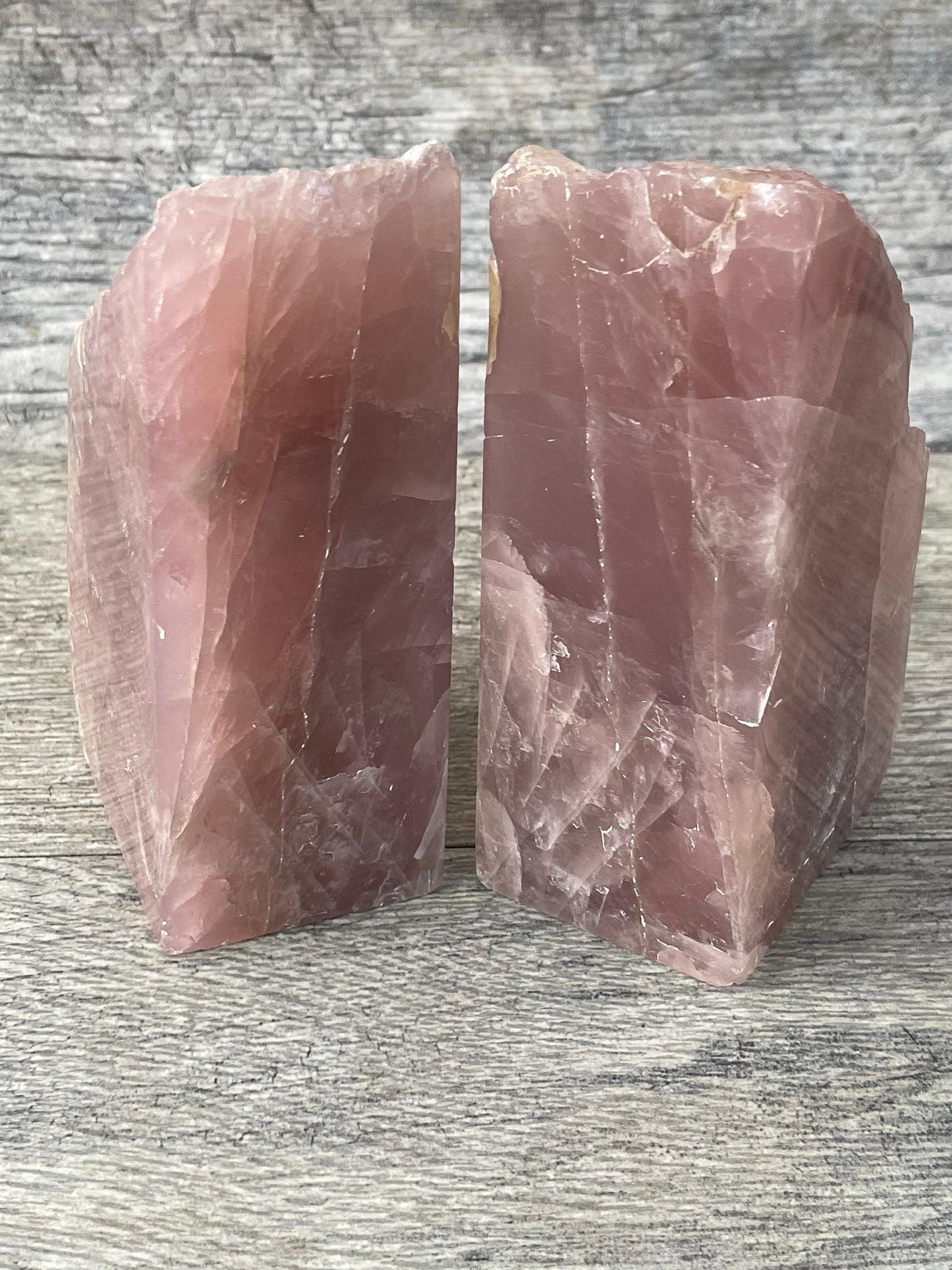 Rose Quartz Bookends,Gemstone Bookends, Raw Rose Quartz, Home Accessories, Home Decor, Reiki, Library, Crystal Shop