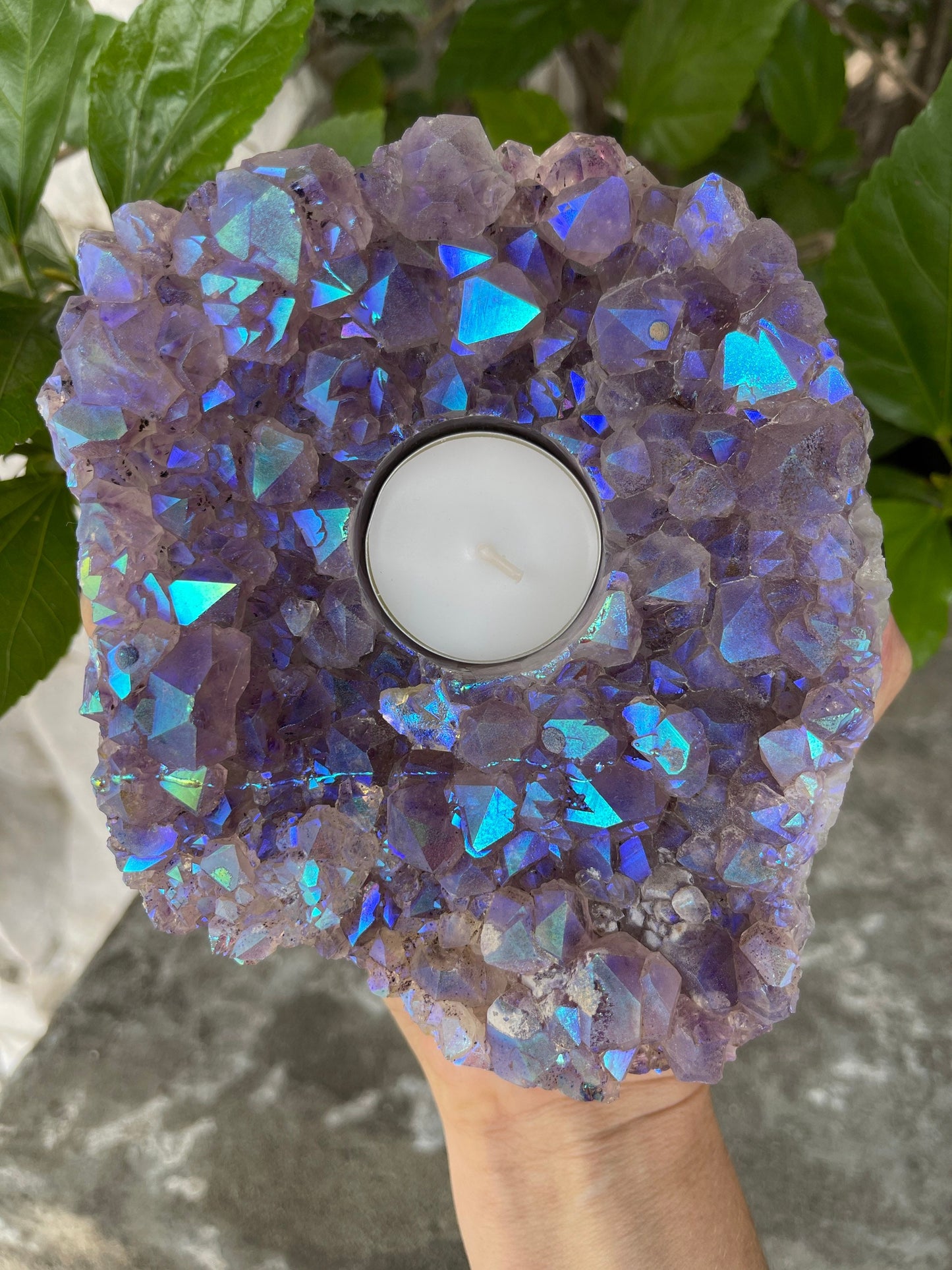 Angel Aura Candle Holder, Aura Amethyst Candleholder, Amethyst Tea Light Holder, Home Accessories, Home Decor, Aura Crystals