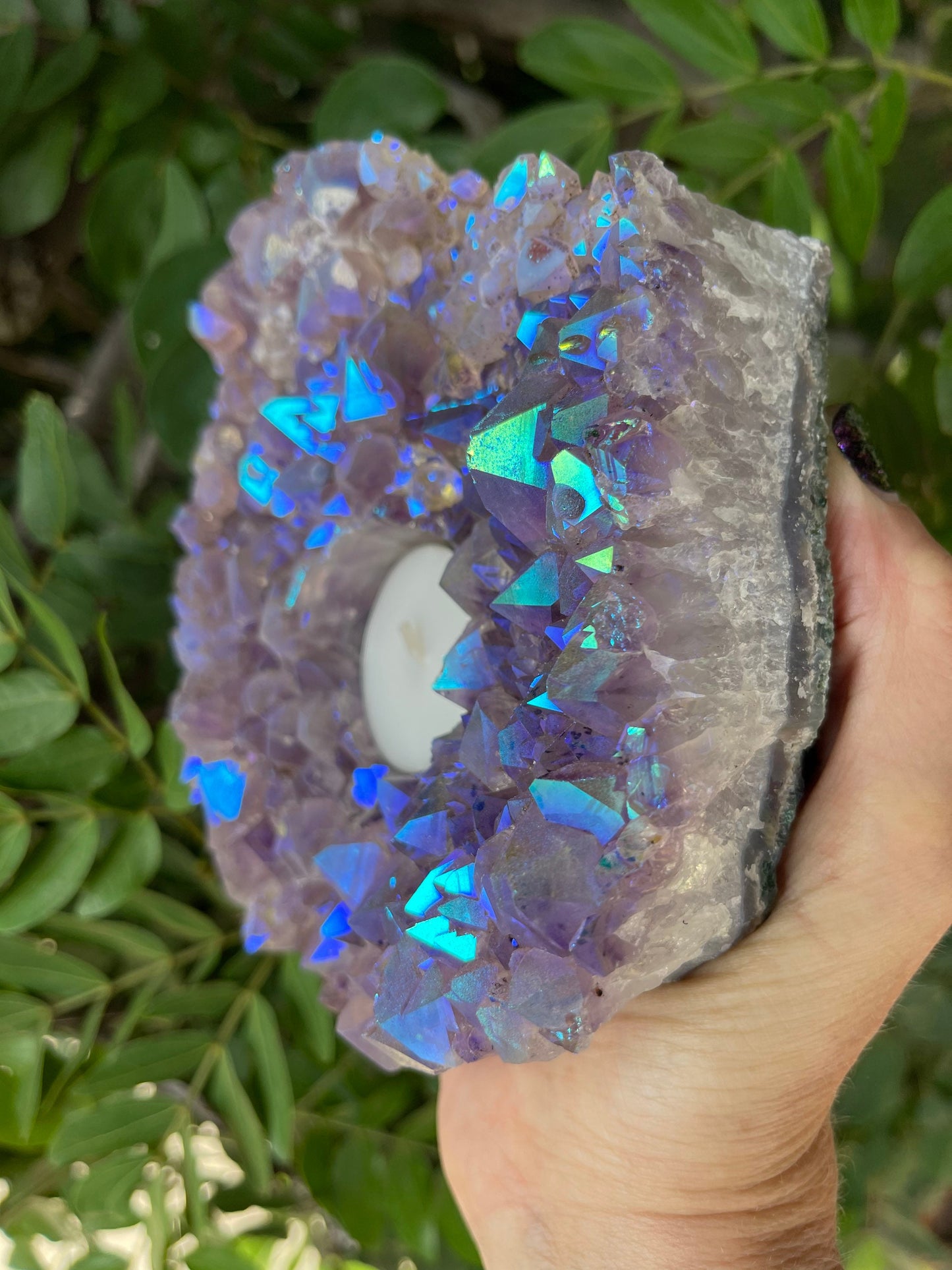 Angel Aura Candle Holder, Aura Amethyst Candleholder, Amethyst Tea Light Holder, Home Accessories, Home Decor, Aura Crystals