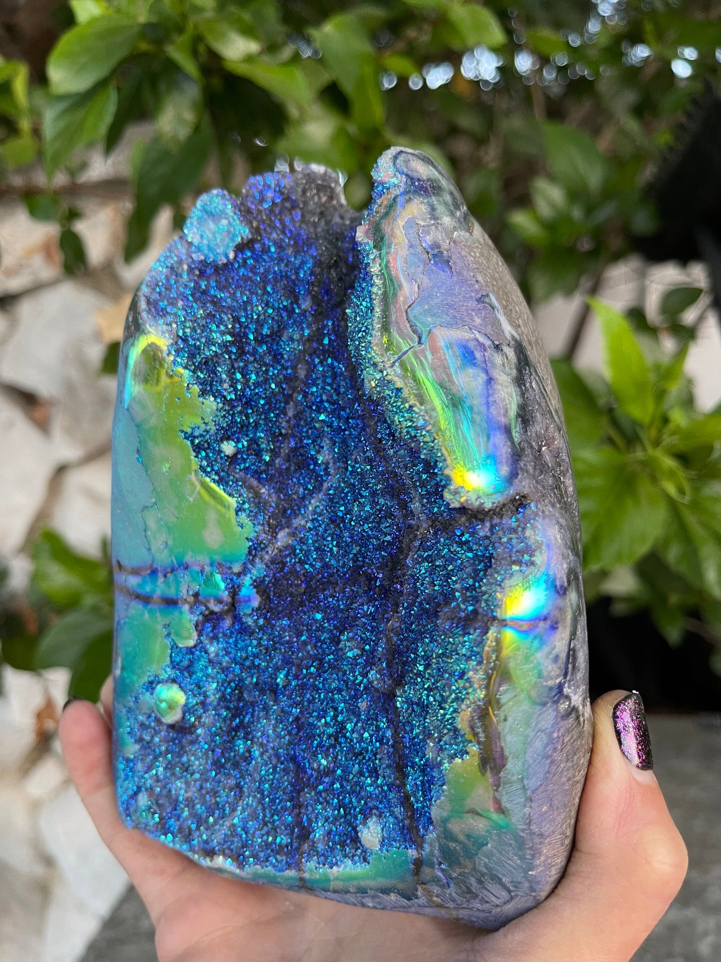 Angel Aura Amethyst Cut base, Druzy Amethyst, Rainbow Aura, Mermaid, Home Accessories, Home Decor, Aura Crystals, Crystal Shop