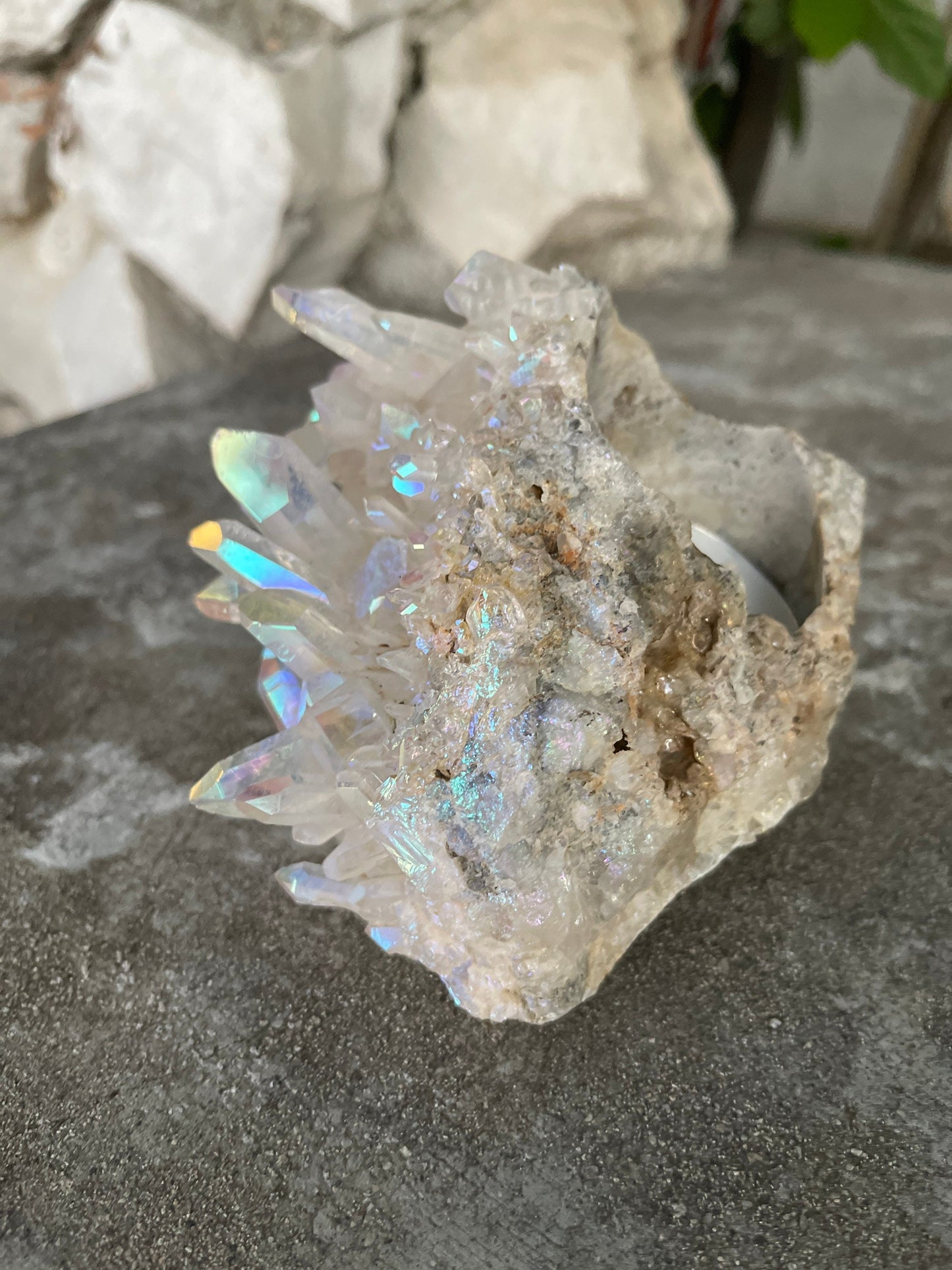 Angel Aura Candle Holder, Aura Quartz Cluster, Home Accessories, Home Decor, Quartz, Reiki, Chakra, Meditation, Altar
