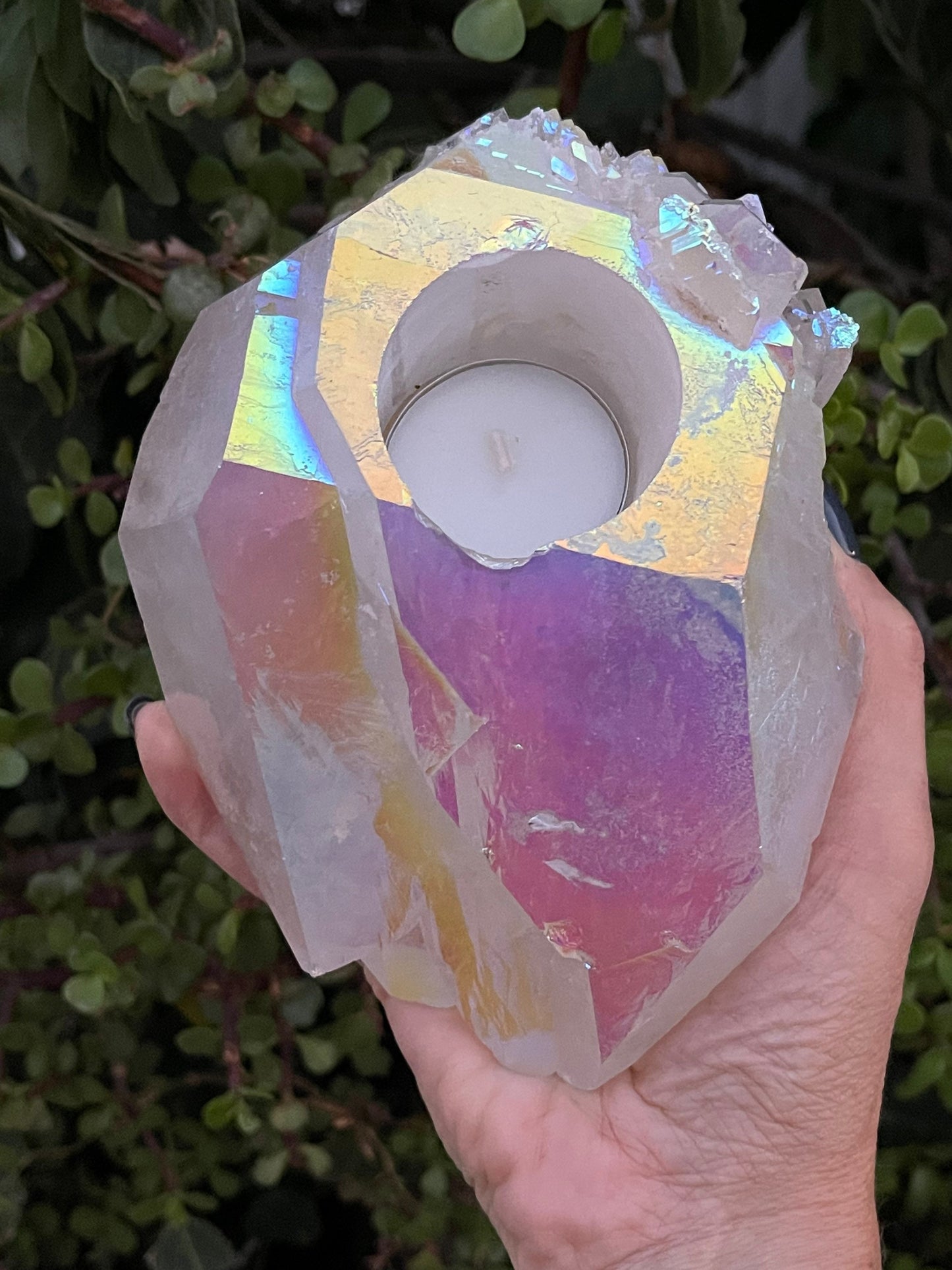 Angel Aura Candle Holder, Aura Quartz Cluster, Home Accessories, Home Decor, Quartz, Reiki, Air Planter, Crystal Art