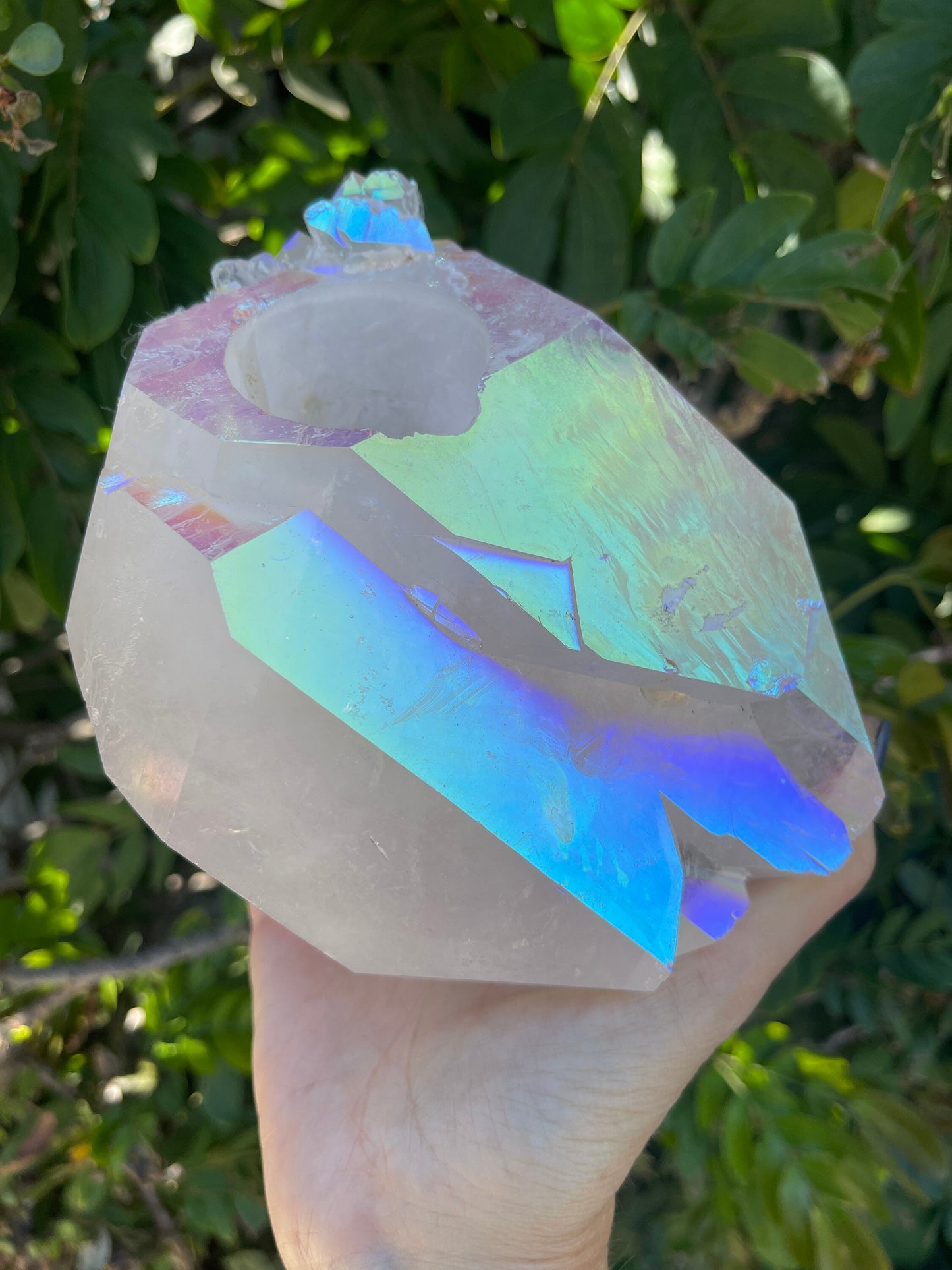 Angel Aura Candle Holder, Aura Quartz Cluster, Home Accessories, Home Decor, Quartz, Reiki, Air Planter, Crystal Art