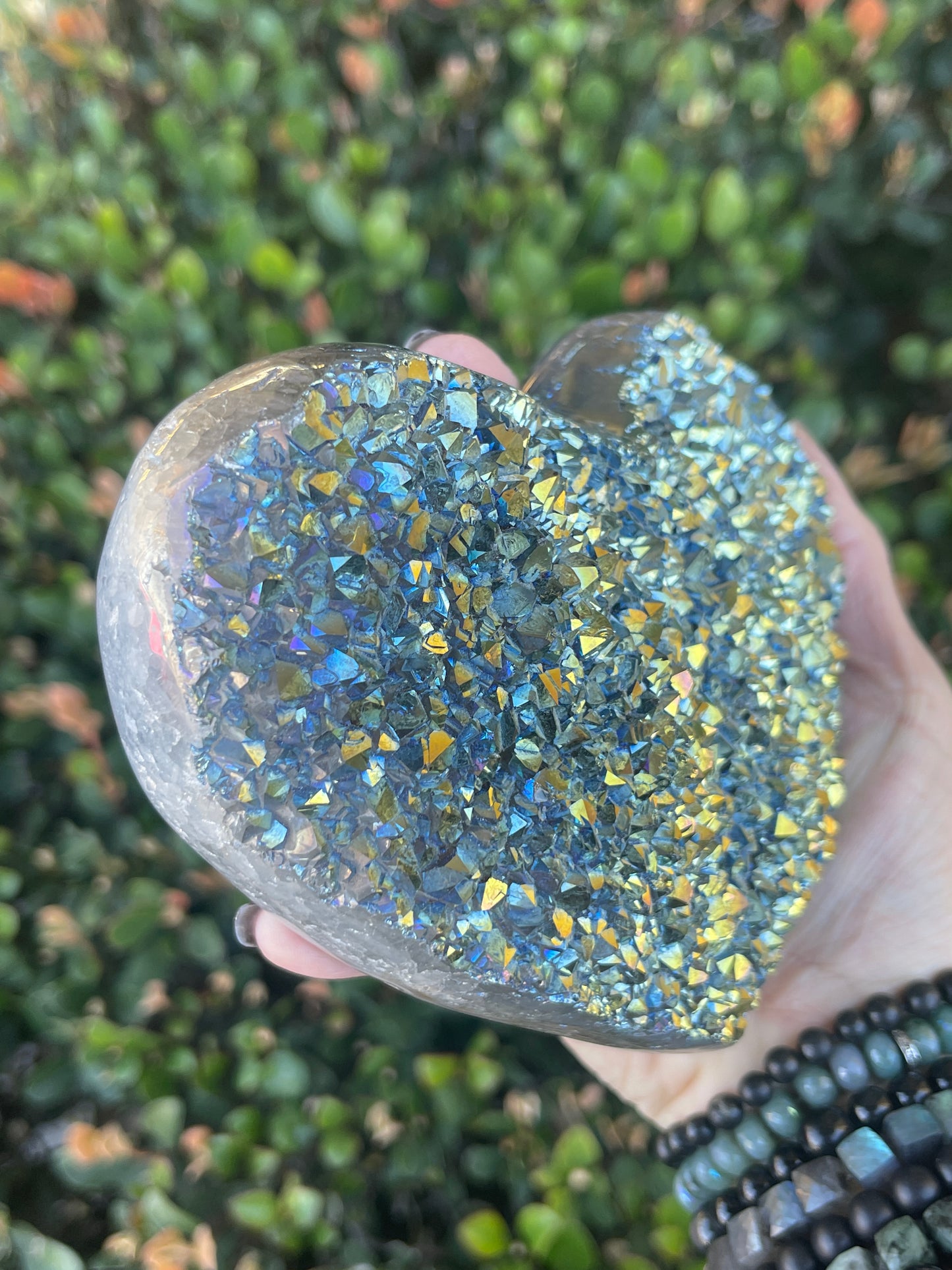 Large Titanium Aura Amethyst Heart, Rainbow Aura Quartz, Home Decor, Druzy Heart, Flame Aura, Home Accessories, Paperweight, Feng Shui,