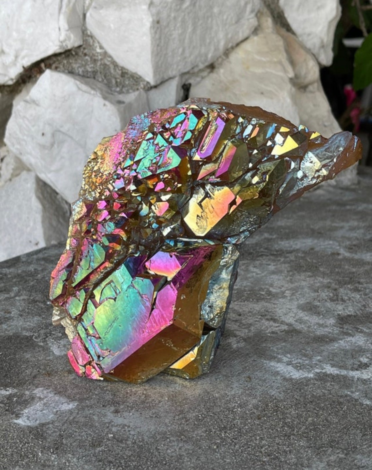 Large Sunset Aura Elestial Quartz, Sunset Aura Crystals