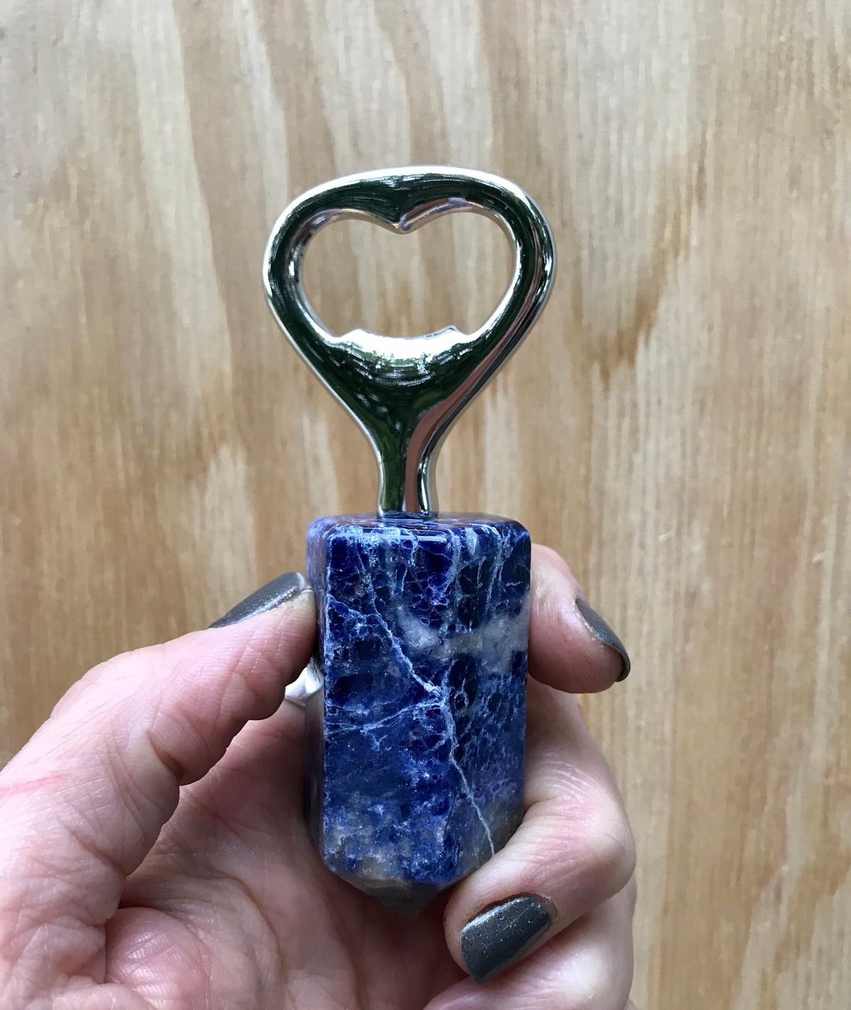 Sodalite Gemstone Flatware:  Natural Stone Cheese Knife & Bottle Opener