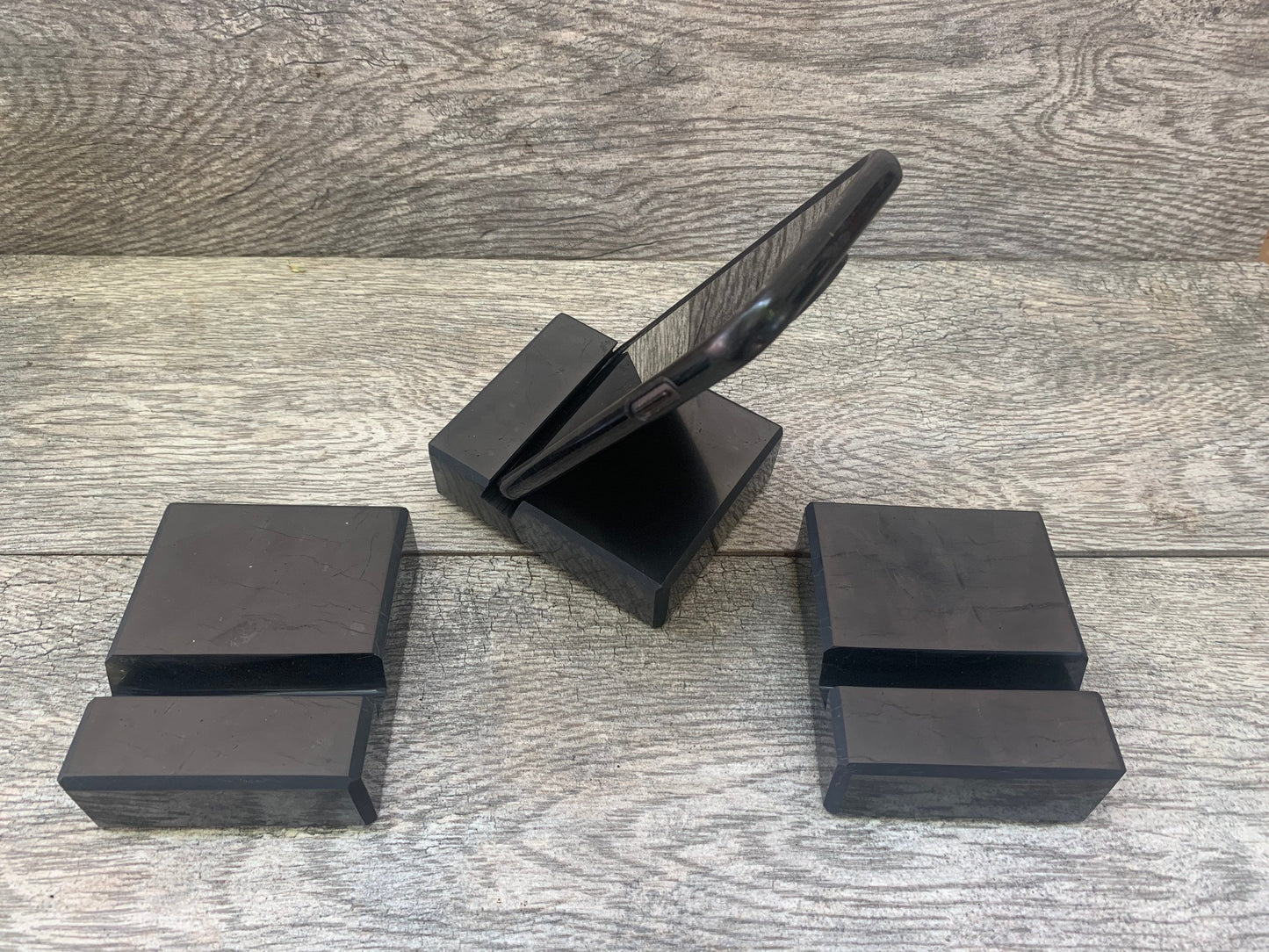 Shungite Cell Phone Holder: EMF Protection, Meditation Altar Decor
